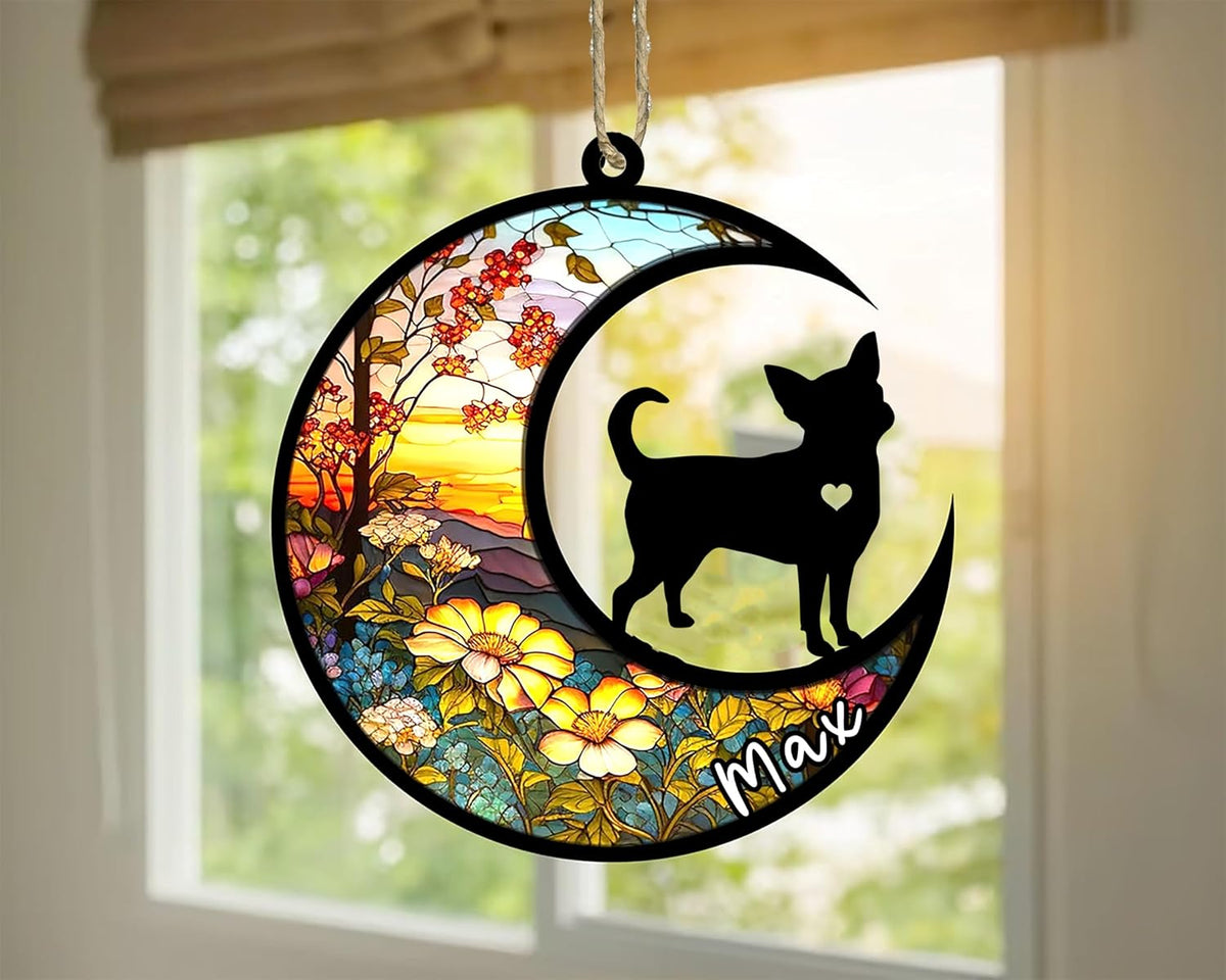 Personalized Dog Memorial, Custom Name Chihuahua Dog Christmas Ornament with Name, Custom Breeds, Pet Loss Light Catcher, Gifts for Lovers Loss of Pet Sympathy on Mothers Day Christmas