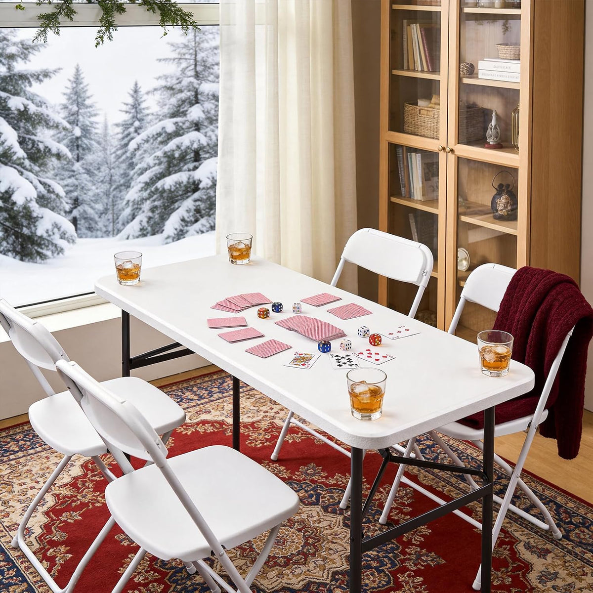 Folding Table, 2 Pack 4ft Folding Table with Foldable Steel Legs, Heavy Duty Plastic Foldable Table, Metal Frame, Support up to 400 lb, Portable for Banquet, Craft, Party, Indoor & Outdoor Use, White