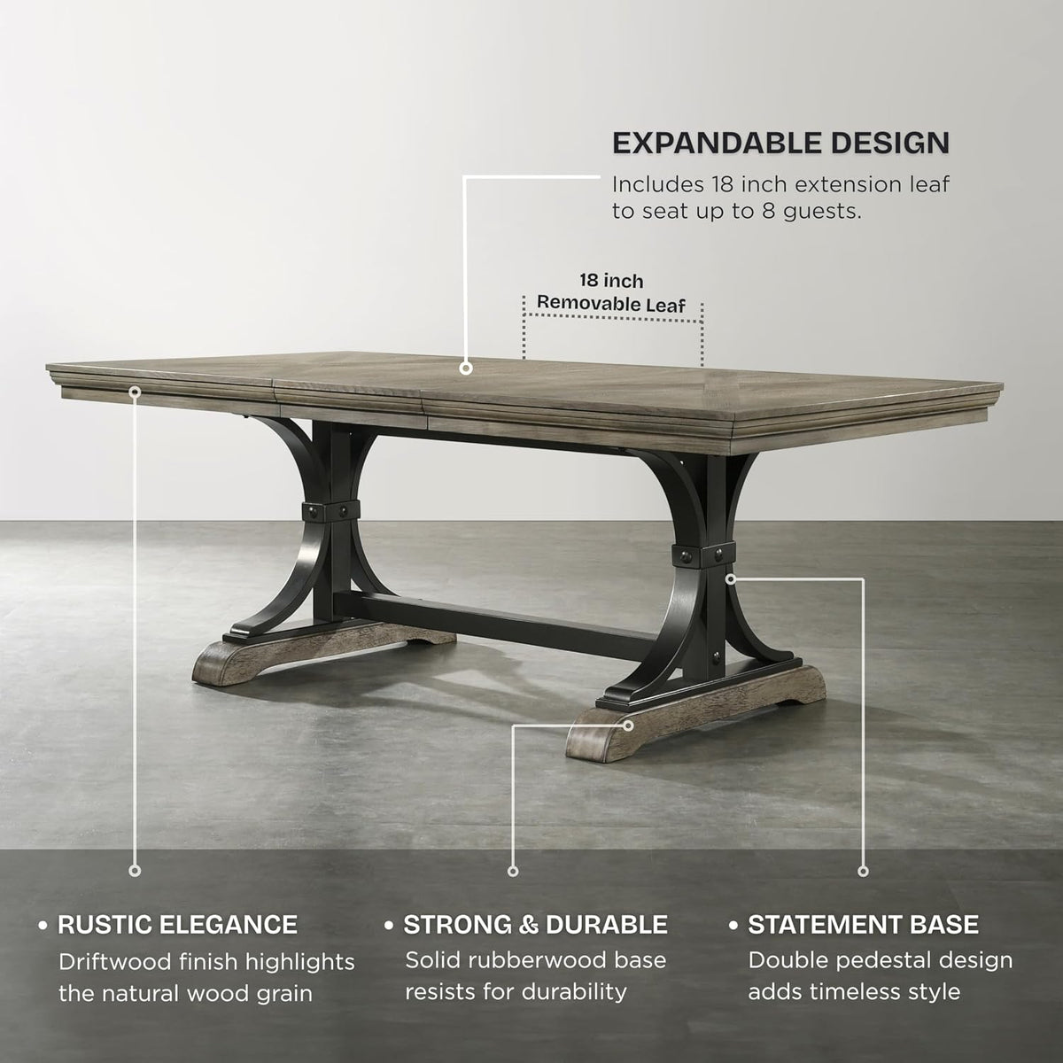 Roundhill Furniture Birmingham Dining Set, One Size, Driftwood Finish