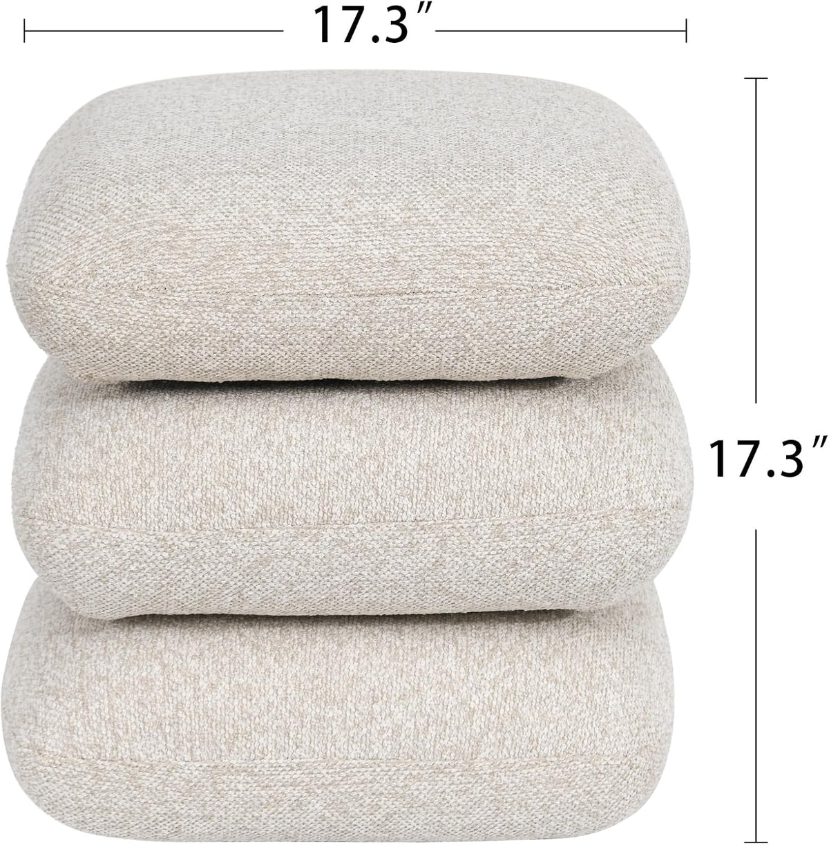 DUHOME 360°Swivel Upholstered Square Ottoman with Storage,Modern Boucle Ottoman Coffee Table with Removable Top White Vanity Stool with Storage for Bedroom, Living Room, Cream