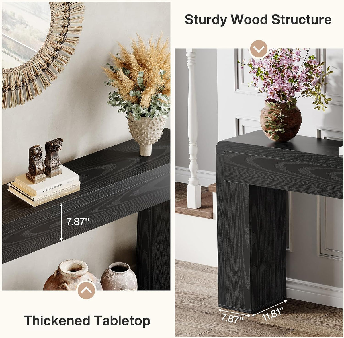 Tribesigns 70.9-Inch Extra Long Console Table | Rustic Wooden Sofa Table Behind Couch, Farmhouse Entryway Console for Living Room, Entryway, Hallway, Foyer (Black)