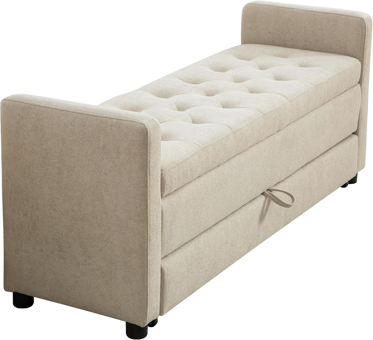Chifee & Vingol 58.27" W Ottoman Bench with Double Storage Space, Upholstered End of Bed Storage Bench Entryway Shoe Benches,Griege