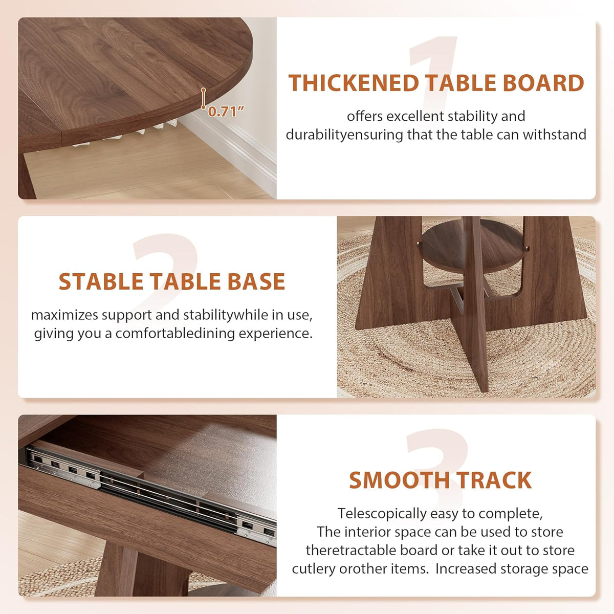 Extendable Round Dining Table for 4-8, 43.3in-59in Modern Kitchen Dining Table with Storage Shelf, Oval Dinner Table, Dining Room for Dining Living Room, Easy Assembly