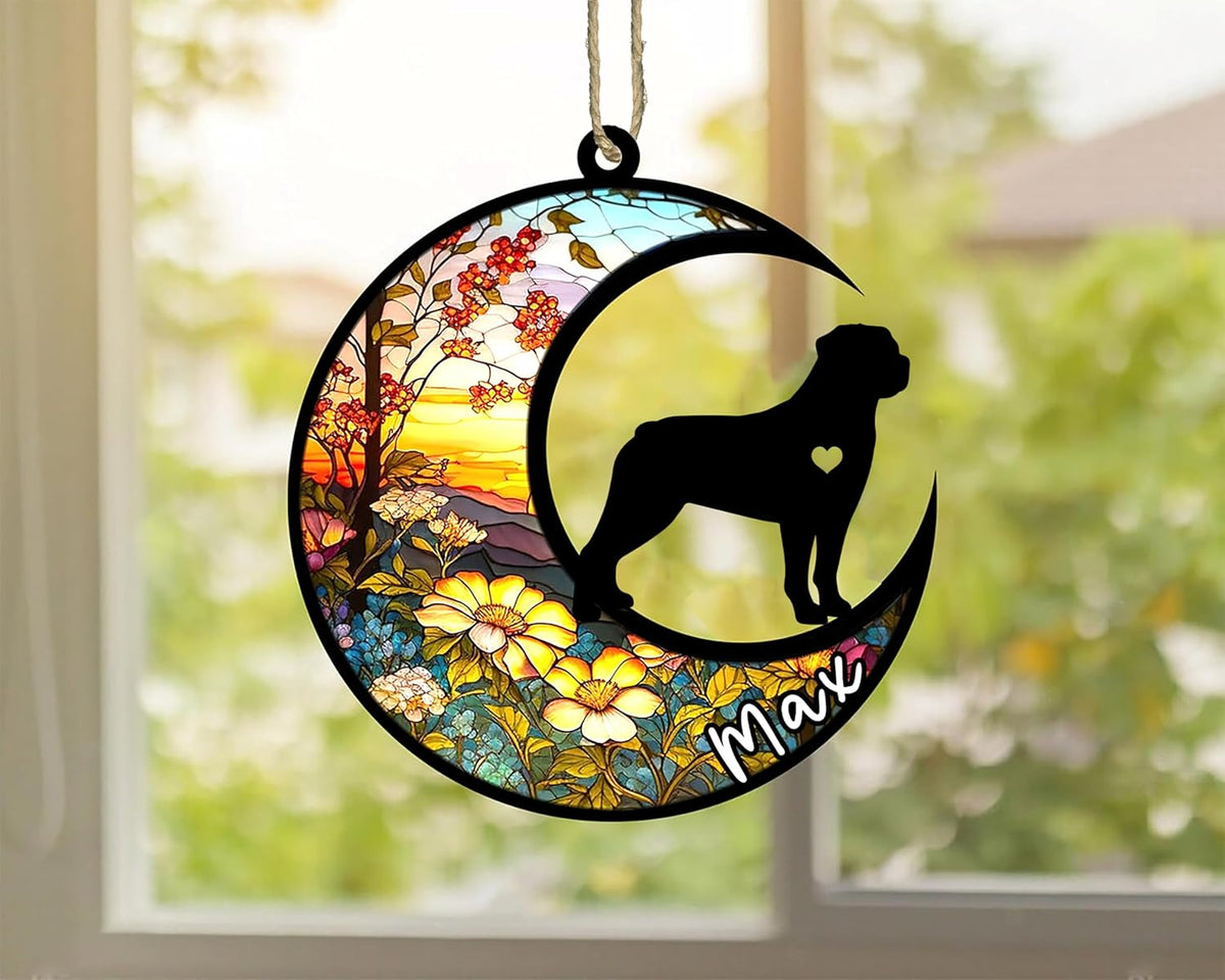 Personalized Dog Memorial, Custom Name Rottweiler (Tan) Dog Christmas Ornament with Name, Custom Breeds, Pet Loss Light Catcher, Gifts for Lovers Loss of Pet Sympathy on Mothers Day Christmas