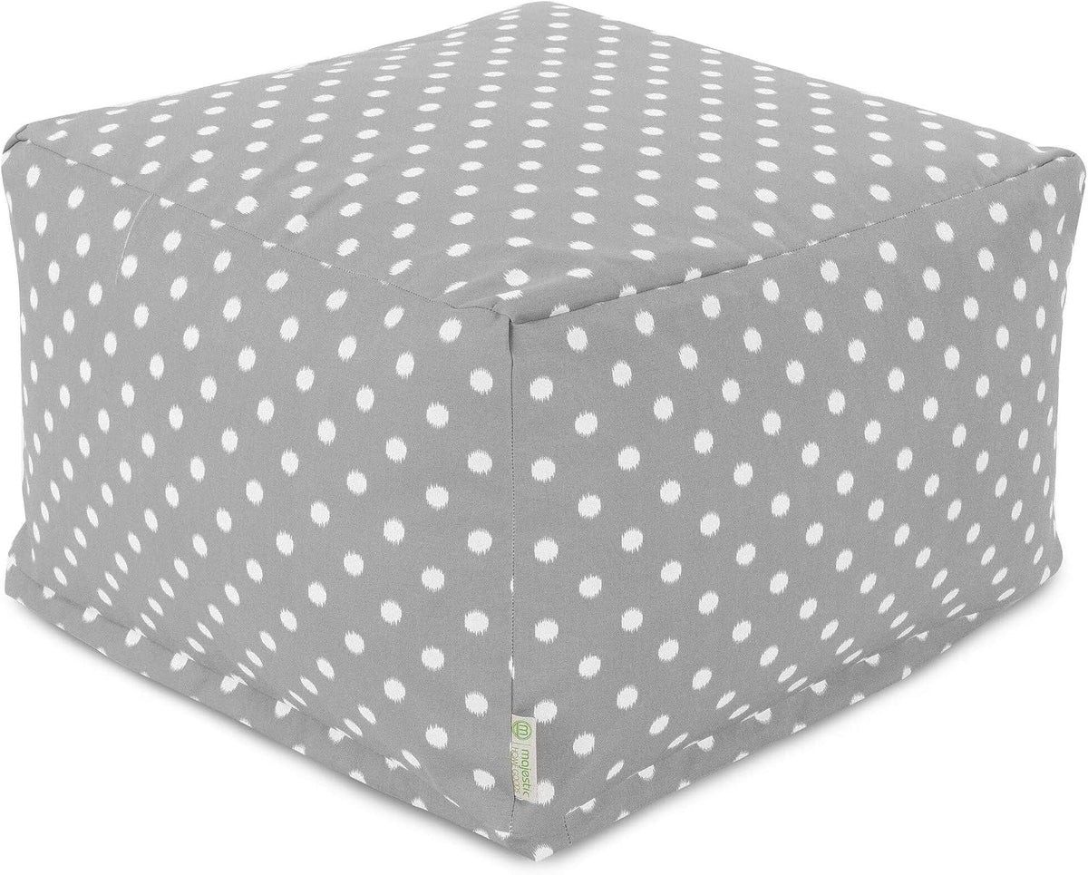 Majestic Home Goods Ikat Dot Ottoman, Large, Gray