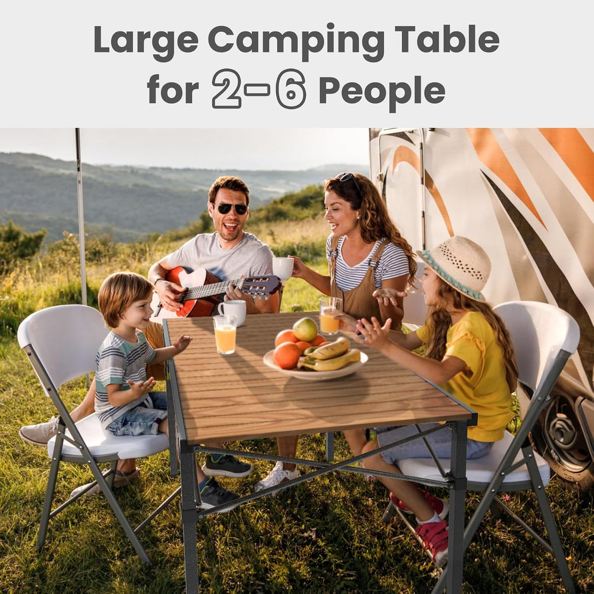 Join Nature 46.4" Large Camping Table for 2-6 People, Heavy Duty Foldable | Camp Table with Aluminum Roll-Up Top & Carry Bag, Supports 220 lbs, Portable Folding Table for BBQ, Tailgating, Backyard
