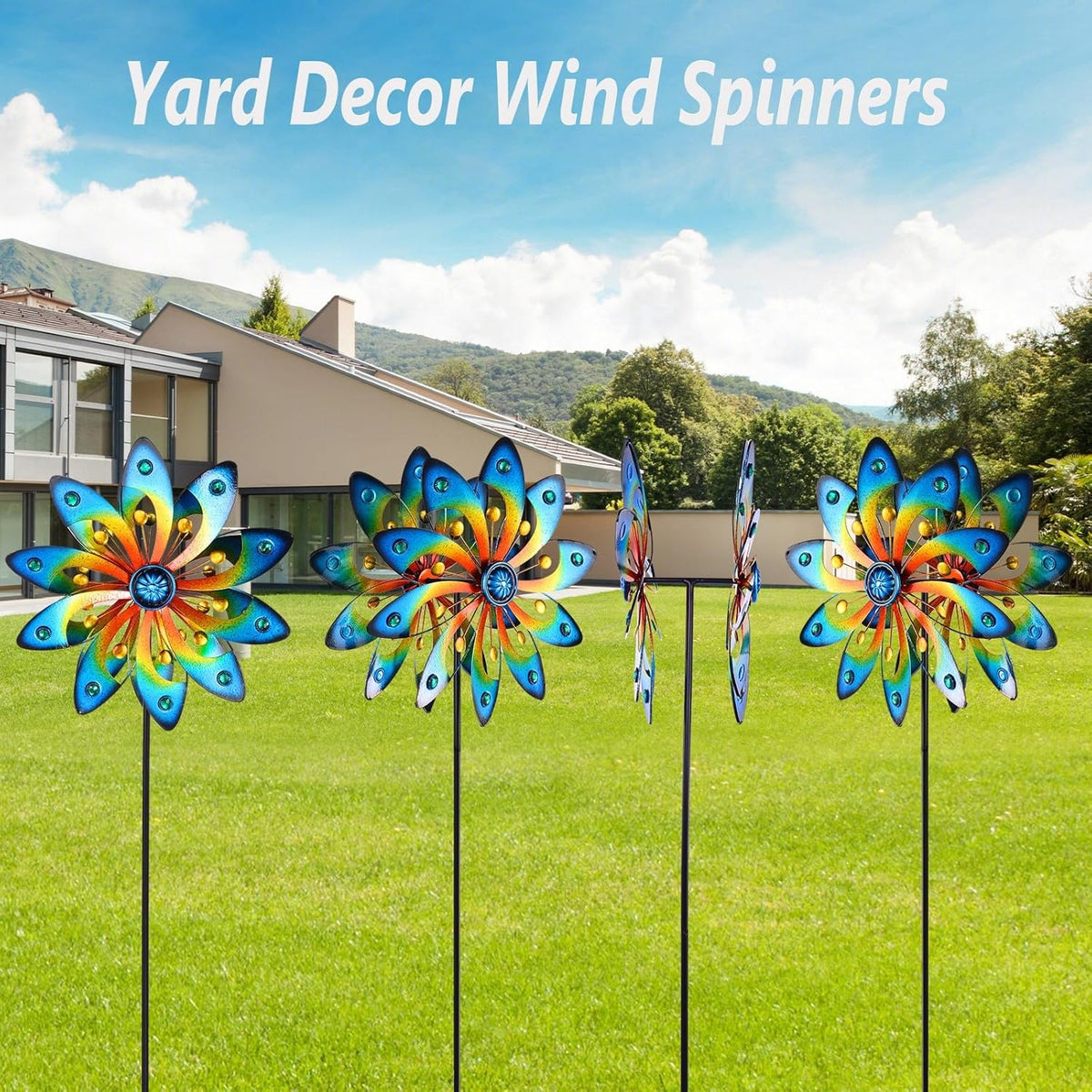 Metal Wind Spinner for Yard Decor Garden Windmill Outdoor Kinetic Wind Sculpture Dual Direction for Backyard Patio Lawn Homewarming Gift