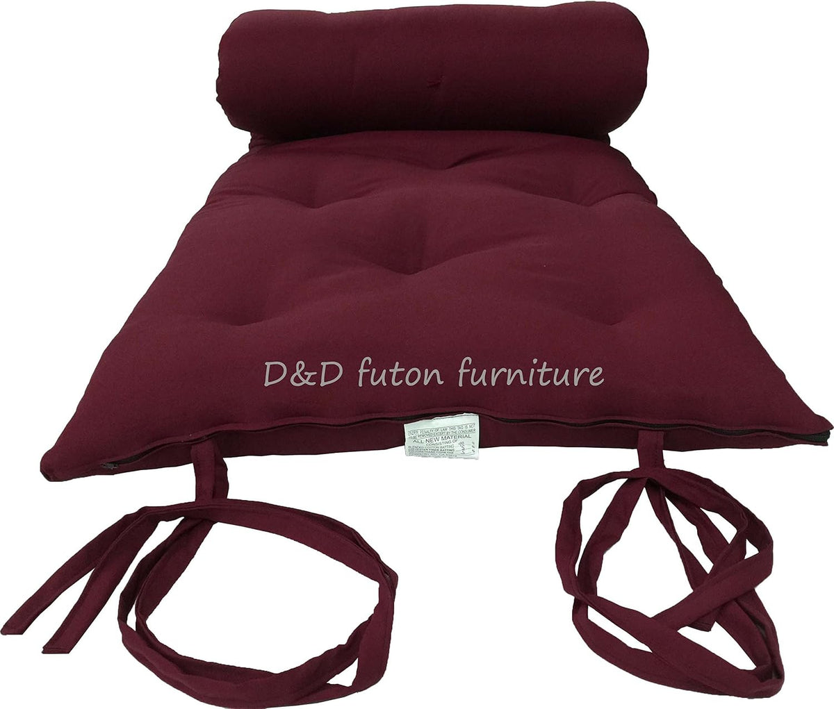 D&D Futon Furniture Cotton/Foam Traditional Japanese/Thai Floor Rolling Futon Mattresses, Yoga Meditation Mats, 3x30x80 Burgundy