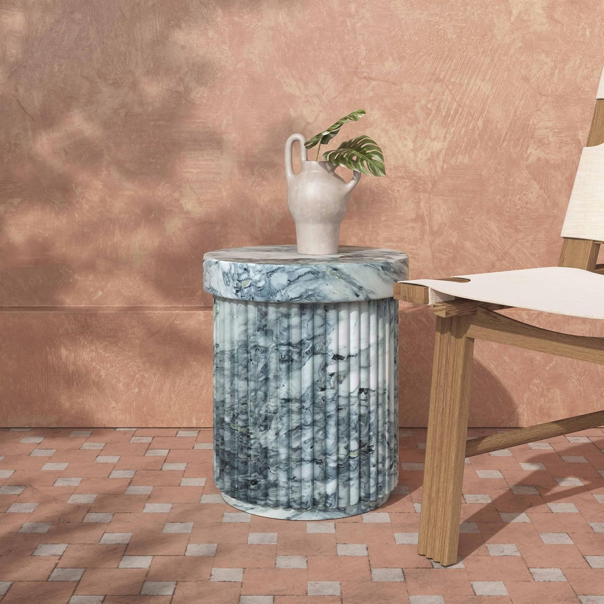 Tov Furniture Serafina Marble Pattern Concrete Indoor/Outdoor Side Table