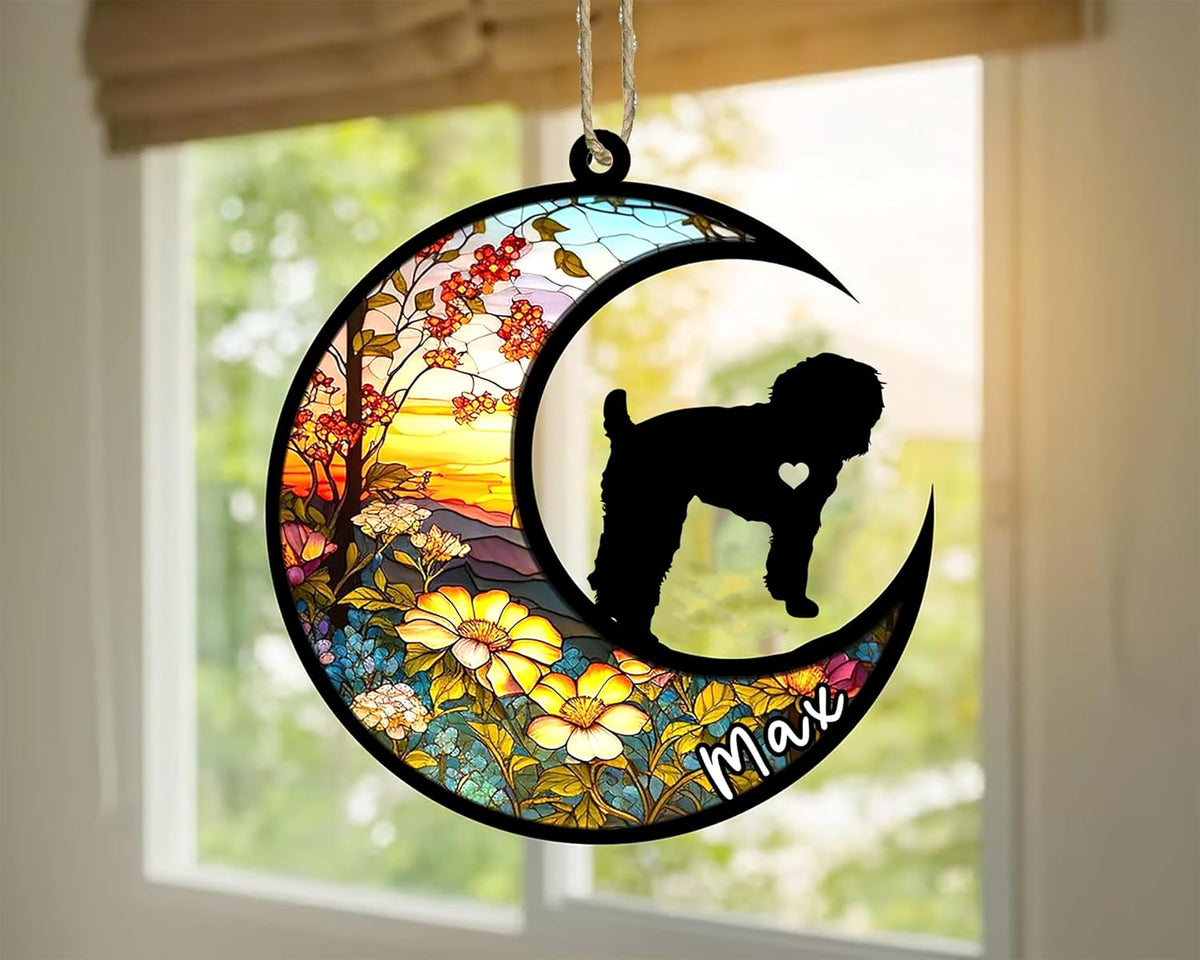 Personalized Dog Memorial, Custom Name Schnoodle Dog Christmas Ornament with Name, Custom Breeds, Pet Loss Light Catcher, Gifts for Lovers Loss of Pet Sympathy on Mothers Day Christmas