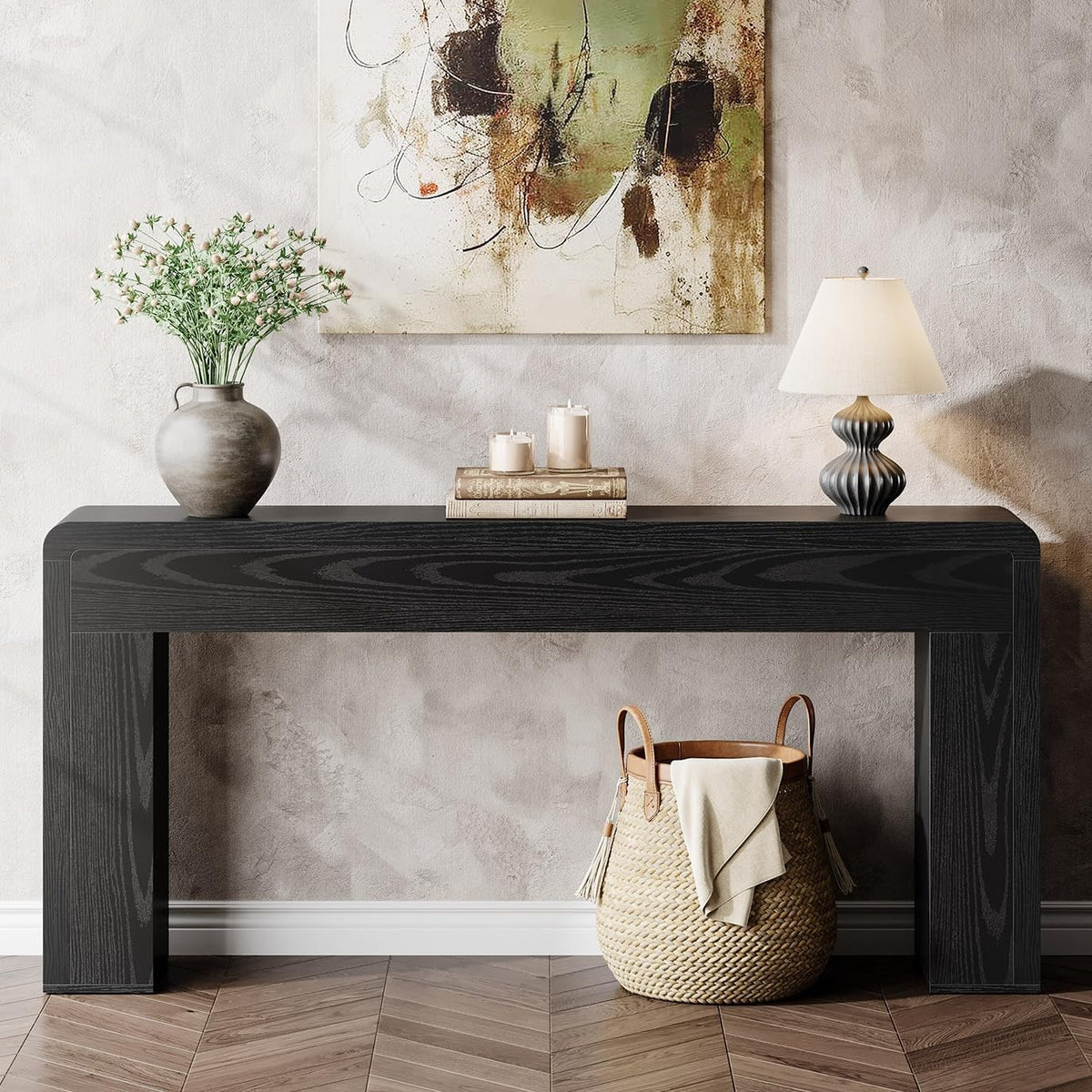 Tribesigns 70.9-Inch Extra Long Console Table | Rustic Wooden Sofa Table Behind Couch, Farmhouse Entryway Console for Living Room, Entryway, Hallway, Foyer (Black)