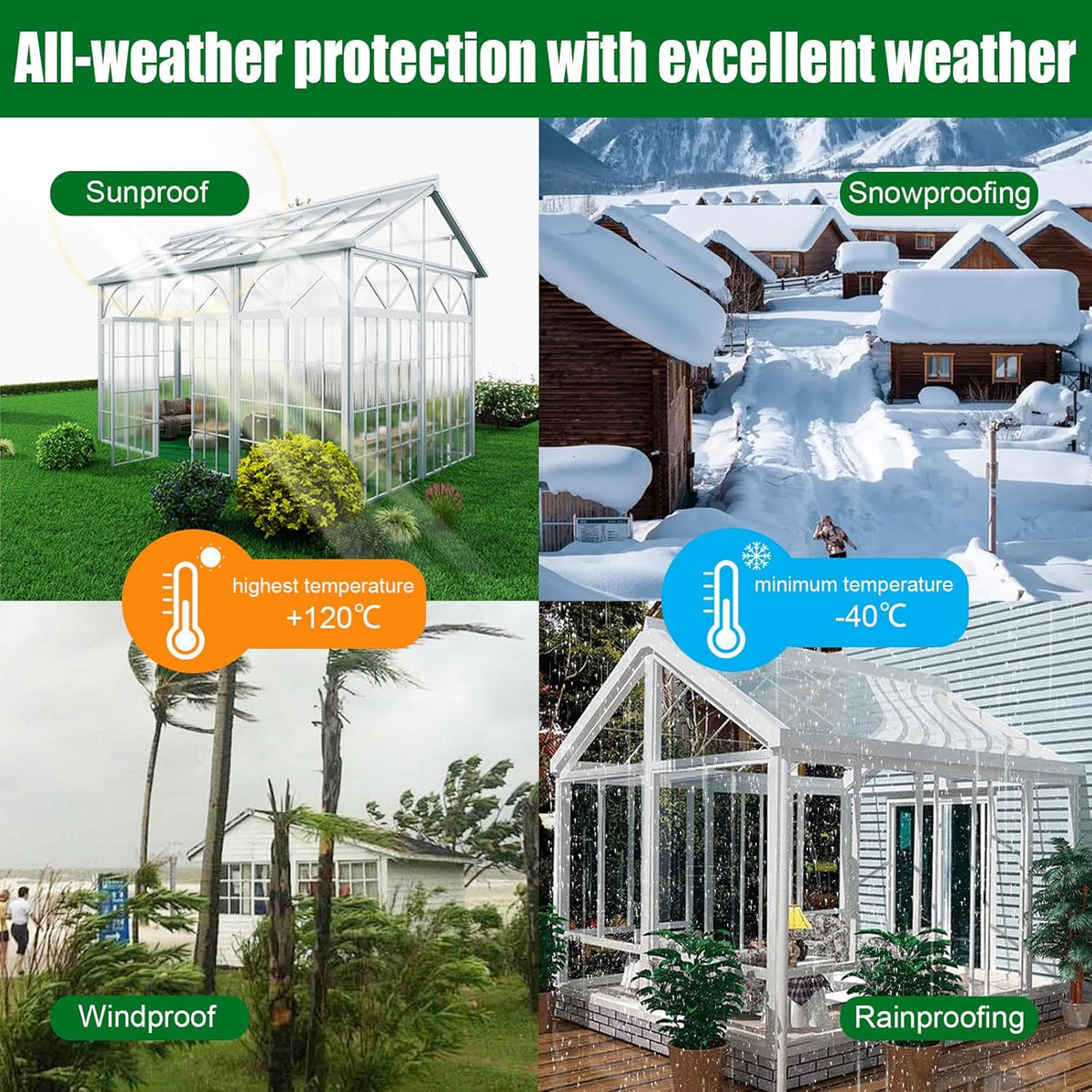 Polycarbonate Greenhouse Panels 5 Pack 4' x 2' x 0.32" Twin-Wall UV-Protected All Weather Plastic Roof Panel Clear Replacement Sheets for Garden Fences, Furniture DIY,Outdoor Roofing
