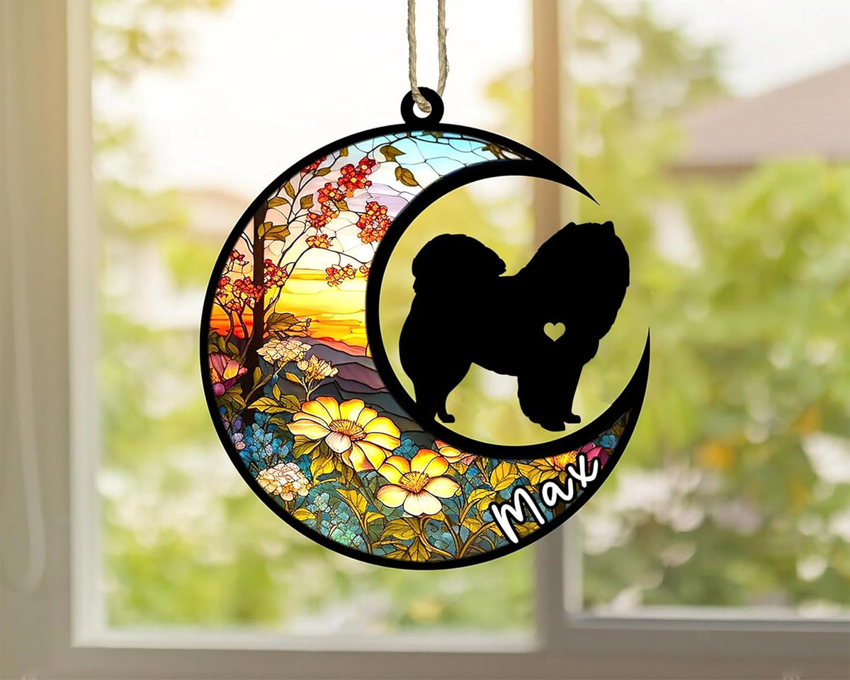 Personalized Dog Memorial, Custom Name Chow Chow Dog Christmas Ornament with Name, Custom Breeds, Pet Loss Light Catcher, Gifts for Lovers Loss of Pet Sympathy on Mothers Day Christmas