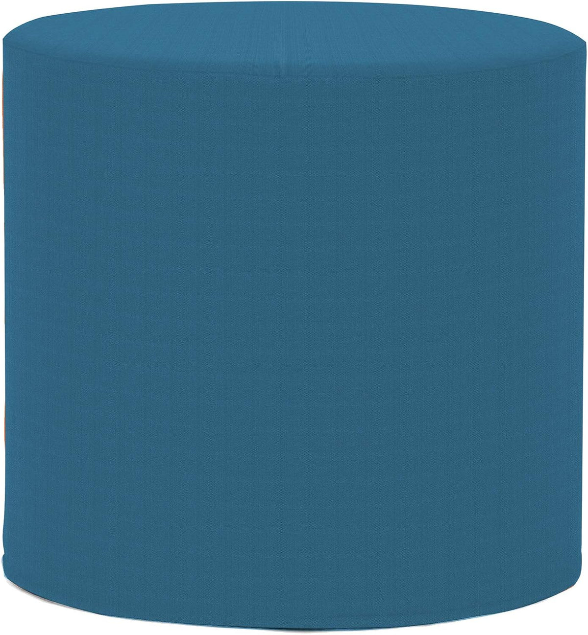 Howard Elliott Collection No Tip Cylinder Ottoman with Cover, Leather Side Table and Circular Footstool Seating for Living Room, Office and Bedroom Decor, 18 x 18 Inch, Seascape Turquoise