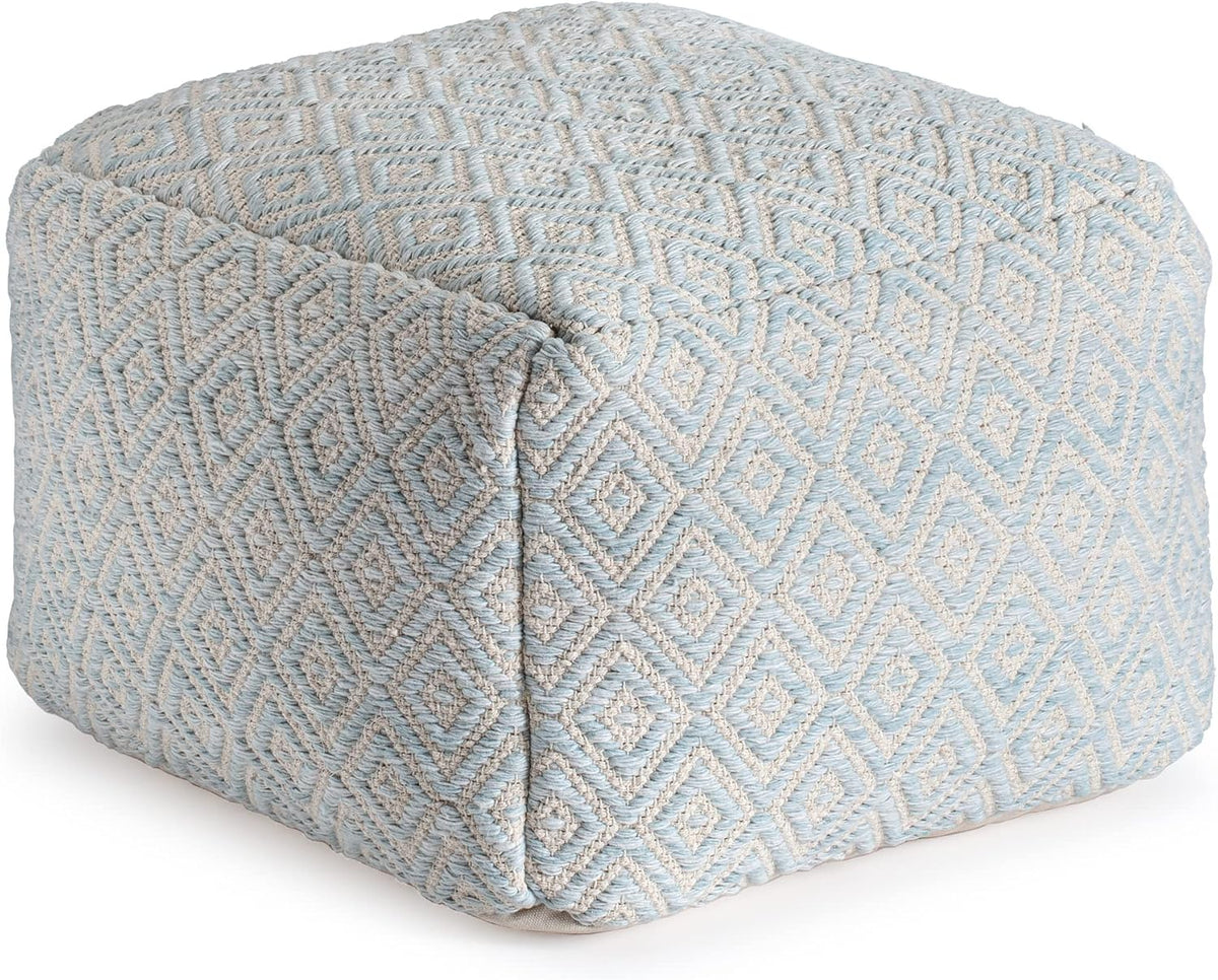 Anji Mountain Artisan Crafted Cotton Blend Pouf Ottoman | Versatile Floor Seating & Footstool for Living Room | Modern Boho Home Décor Accent | Filled Pouffe