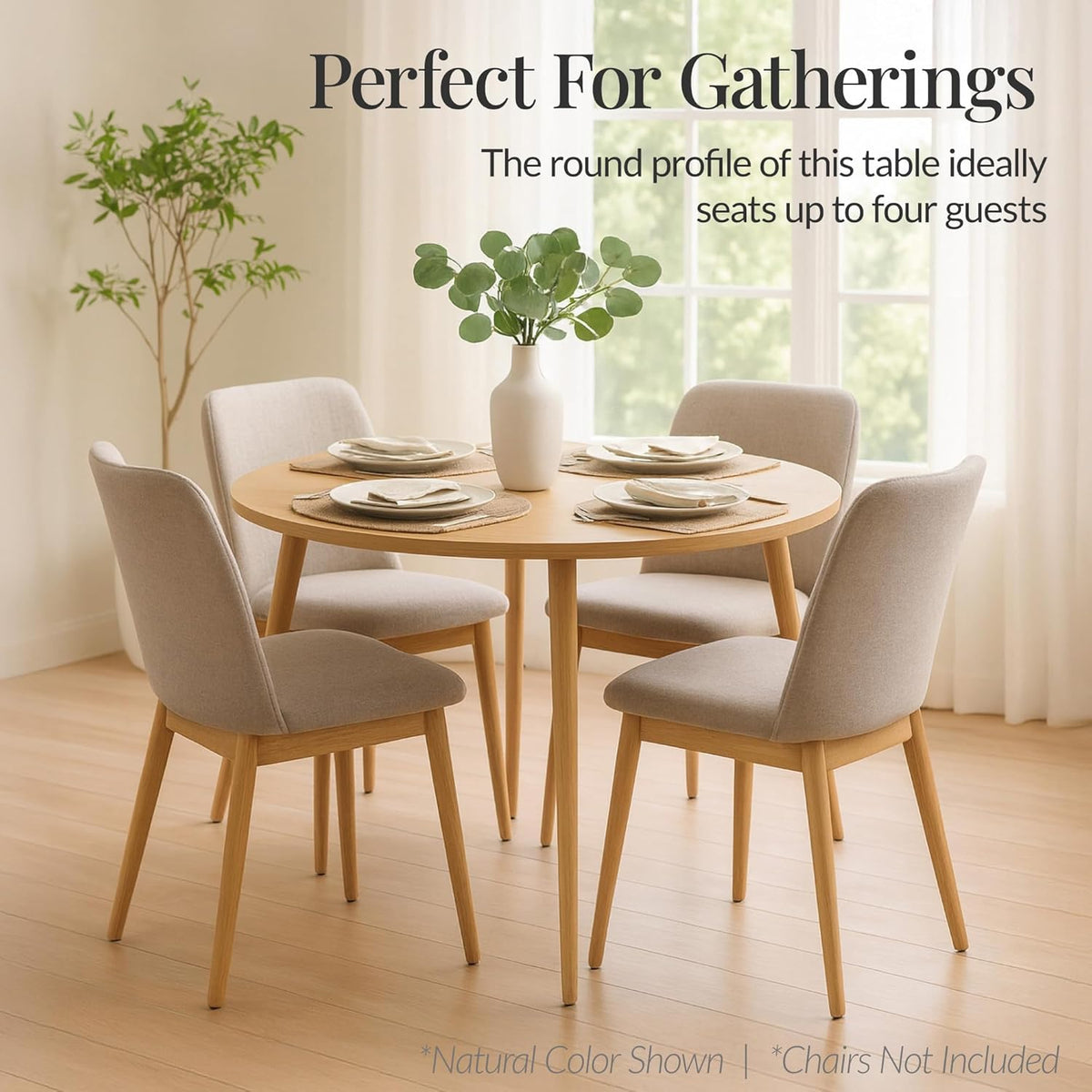 Best Choice Products Round 35.5in Dining Table for 4 w/Sturdy Wood Finish Steel Legs, Mid Century Modern, Space-Saving, Small Space Circle Dinette for Home, Kitchen, Apartment - Pink