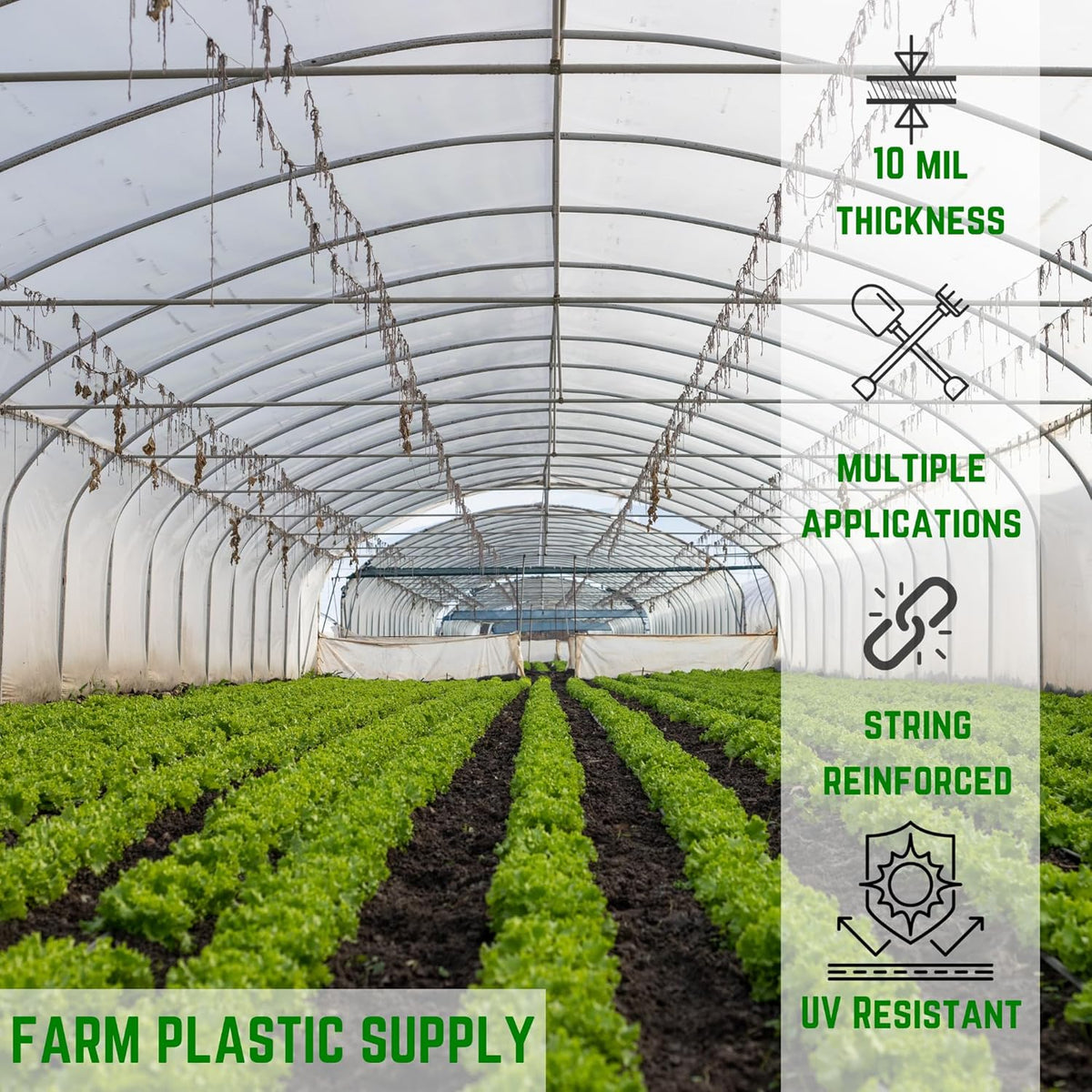 Farm Plastic Supply - String Reinforced 4 Year UV Resistant 10 mil Clear Greenhouse Plastic Sheeting - 4 Year UV Resistant Polyethylene Greenhouse Film, Hoop House Green House Cover (42' x 100')