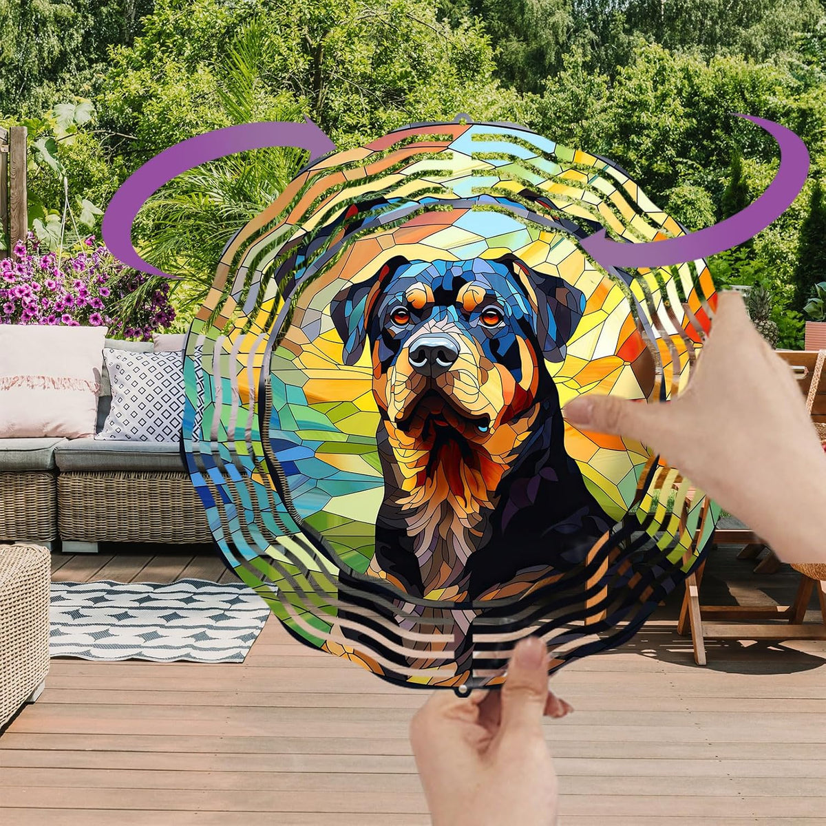 Rottweiler Dog Wind Spinners Outdoor Dog Memorial Gifts, 3D Metal Kinetic Hanging Garden Wind Spinner, Spinner Decor, Wind Sculptures for Outdoor & Indoor, Window, Yard Decor (Rottweiler 1)