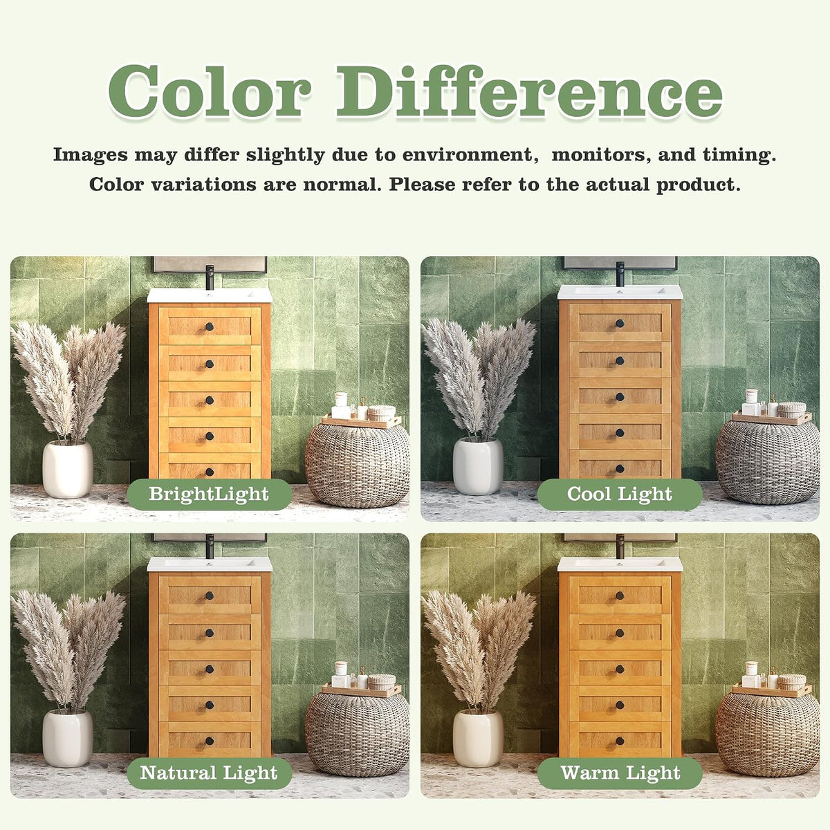 JIVOIT 20" Bathroom Vanity with Integrated Ceramic Sink, Wood Bathroom Cabinet with Adjustable Shelf, Soft-Closing Door, Solid Wood Bottom Frame for Small Space
