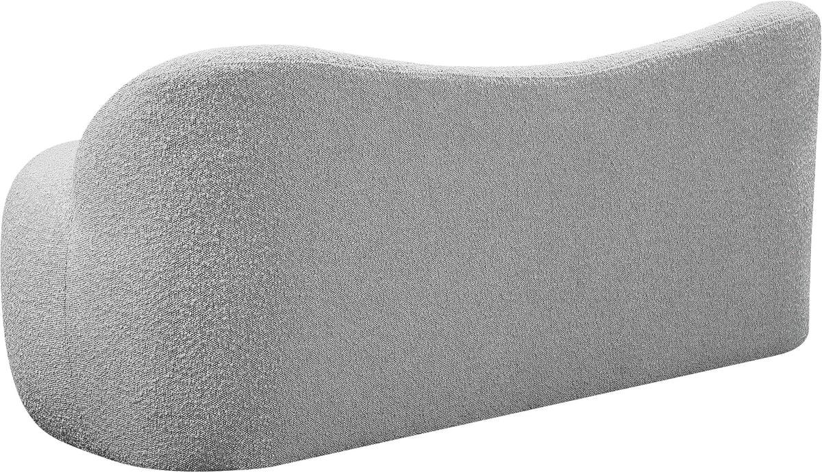 Meridian Furniture 119Grey Flair Collection Modern | Contemporary Boucle Fabric Upholstered Bench with Curved Back Design, Grey, 62" W x 23" D x 24" H