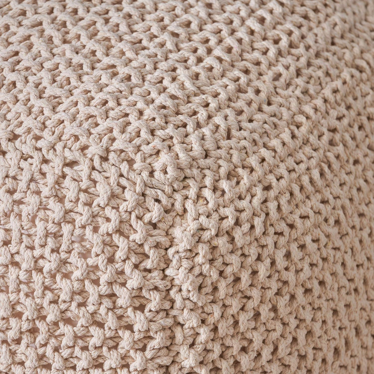 Christopher Knight Home Knox Knitted Cotton Pouf, Beige