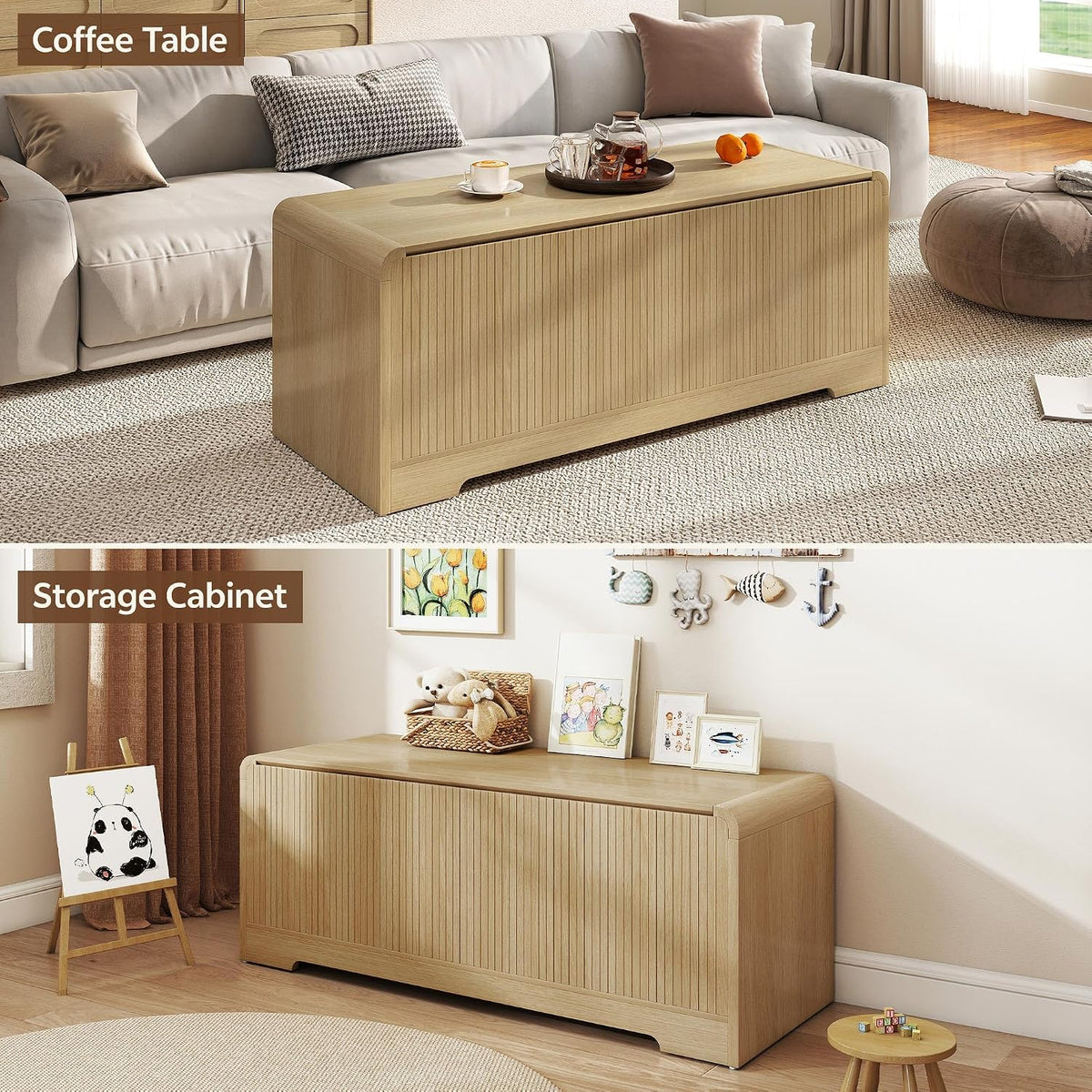 Storage Chest, 47.2" Large Entryway Bench with Storage, Wooden Storage Chest for Bedroom w/Lift Top, Modern Blanket Chest with 2 Safety Hinges for Entryway Living Room Hallway, Natural