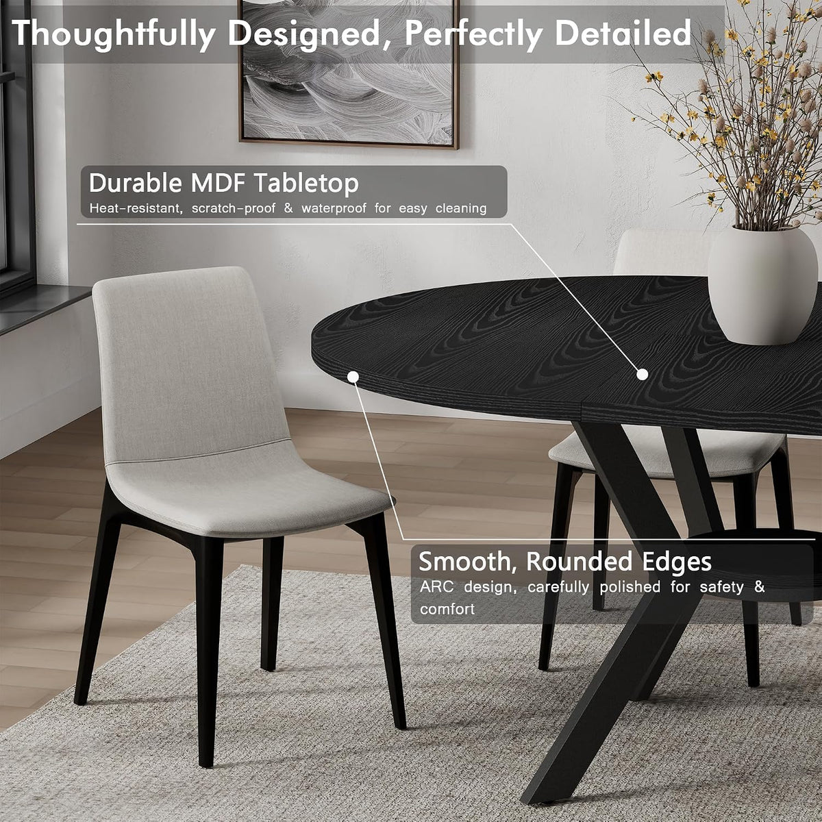 42"-58" Extendable Round Dining Table with Built-in Flip Leaf, Modern Oval Kitchen Table for 4-6, Space-Saving Small Room Furniture with Storage Shelf and X-Shaped Metal Base for Kitchen, Dining Room