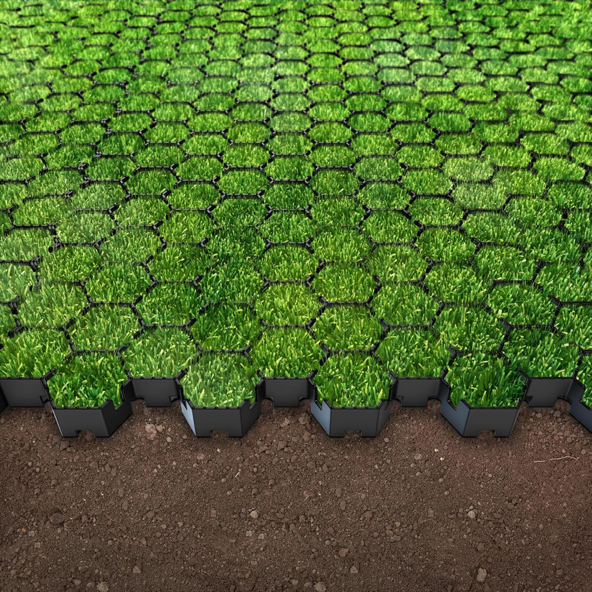 Vodaland Permeable HexPave System - Grass & Gravel Pavers - 100% Recycled PPE Plastic, Handles 27,000 lbs, 1" Depth, 65 s.f / 22 Units