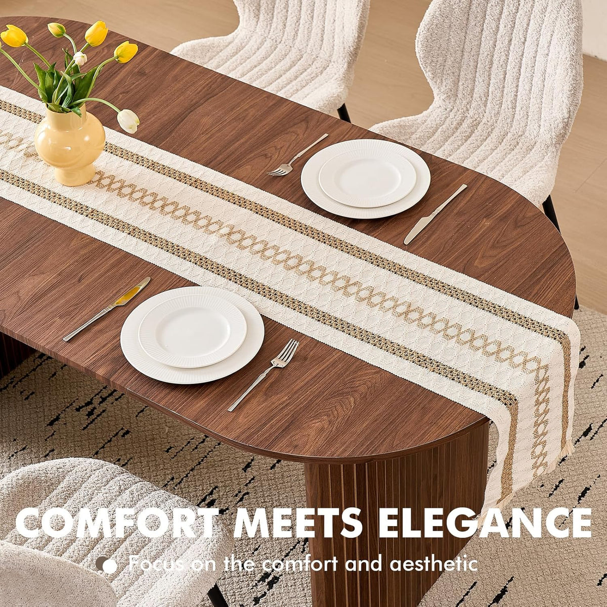 70.8" Oval Table for 4 6 Person, Modern Farmhouse Kitchen Dinner Table for Living Receiption Room, Brown