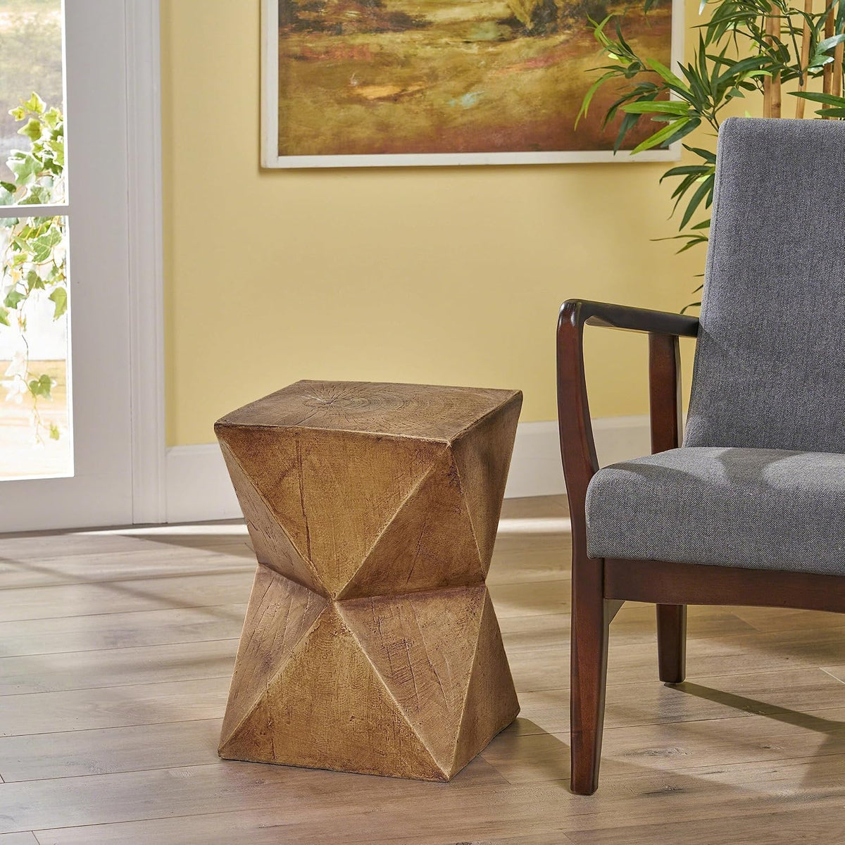 Geometric Side Table: Abstract Hourglass Design Lightweight Concrete Structure - Modern Accent Table for Art Collectors Display Spaces & Gallery Settings