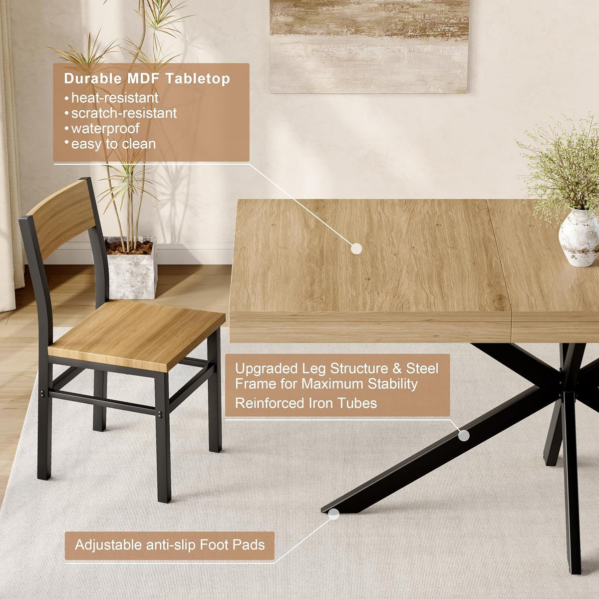 Extendable Dining Room Table for 4 6 8, 55"-70.9" Large Rectangle Kitchen Table,Wood Expandable Dining Table with Hidden Leaf & Storage, Space Saving, For Kitchen Dining Living Room,Diner Table,Oak