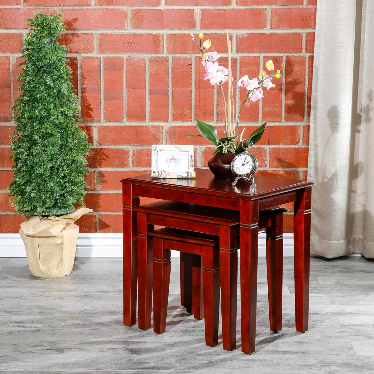 Cherry 3-Piece Nesting Table Set, Multi-Functional Side Tables, Easy to Arrange, Perfect for Compact Living
