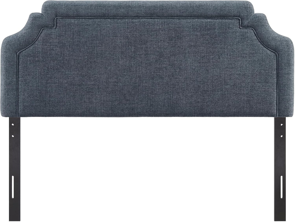 Modway Magnolia Queen Size Upholstered Fabric Headboard in Slate Blue - Padded Cushioned Headboard with Woven Heathered Upholstery and Adjustable Mounting Positions
