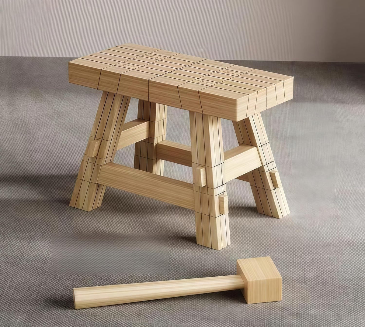 DIY Wooden Stool Kit, Mortise and Tenon Construction, 9.4 x 5.1 x 7.9 inches, Natural Birch Tree