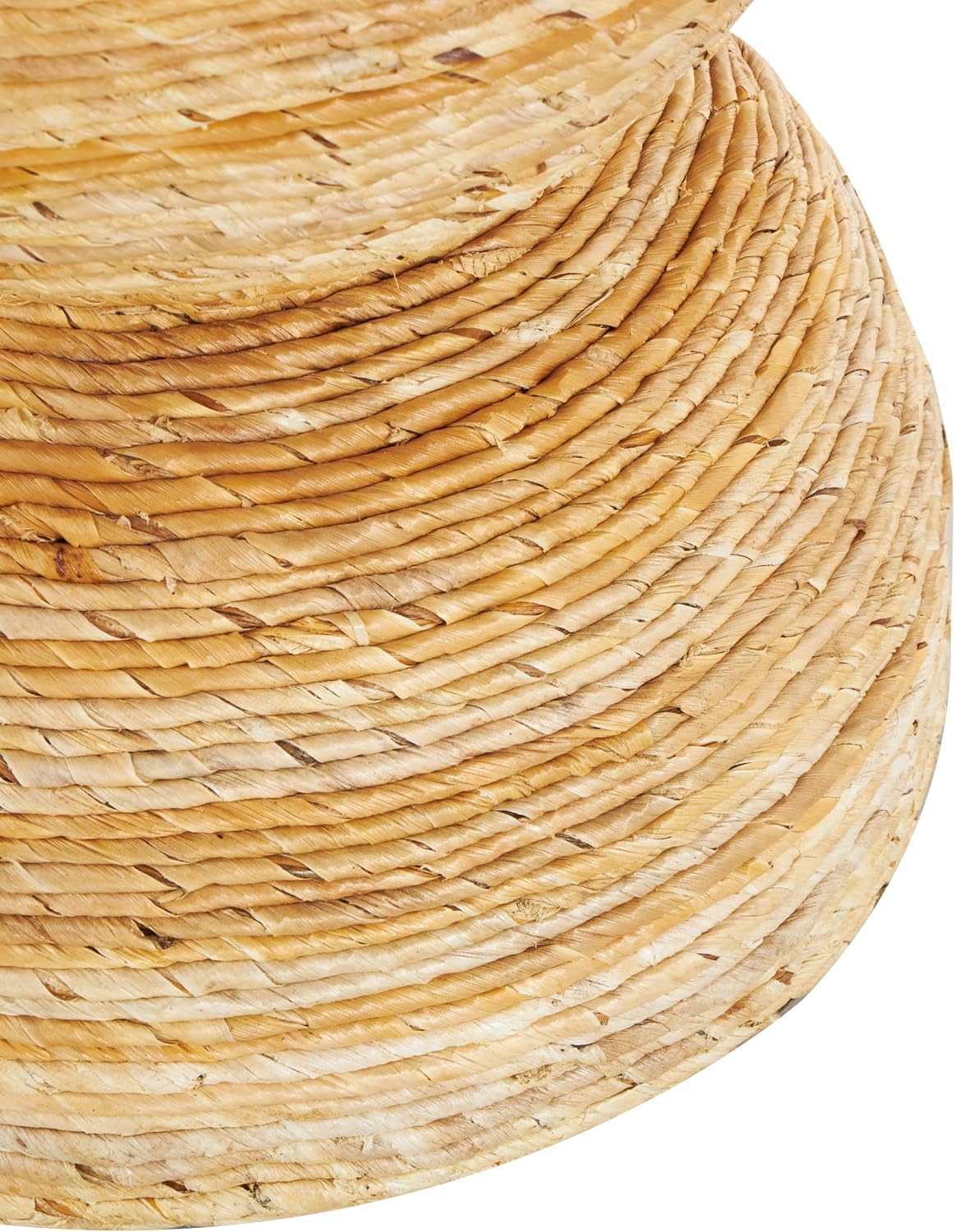 Deco 79 Banana Leaf Handmade Side End Accent Table Woven End Table with Wooden Tabletop, Side Table 16" x 16" x 19", Light Brown