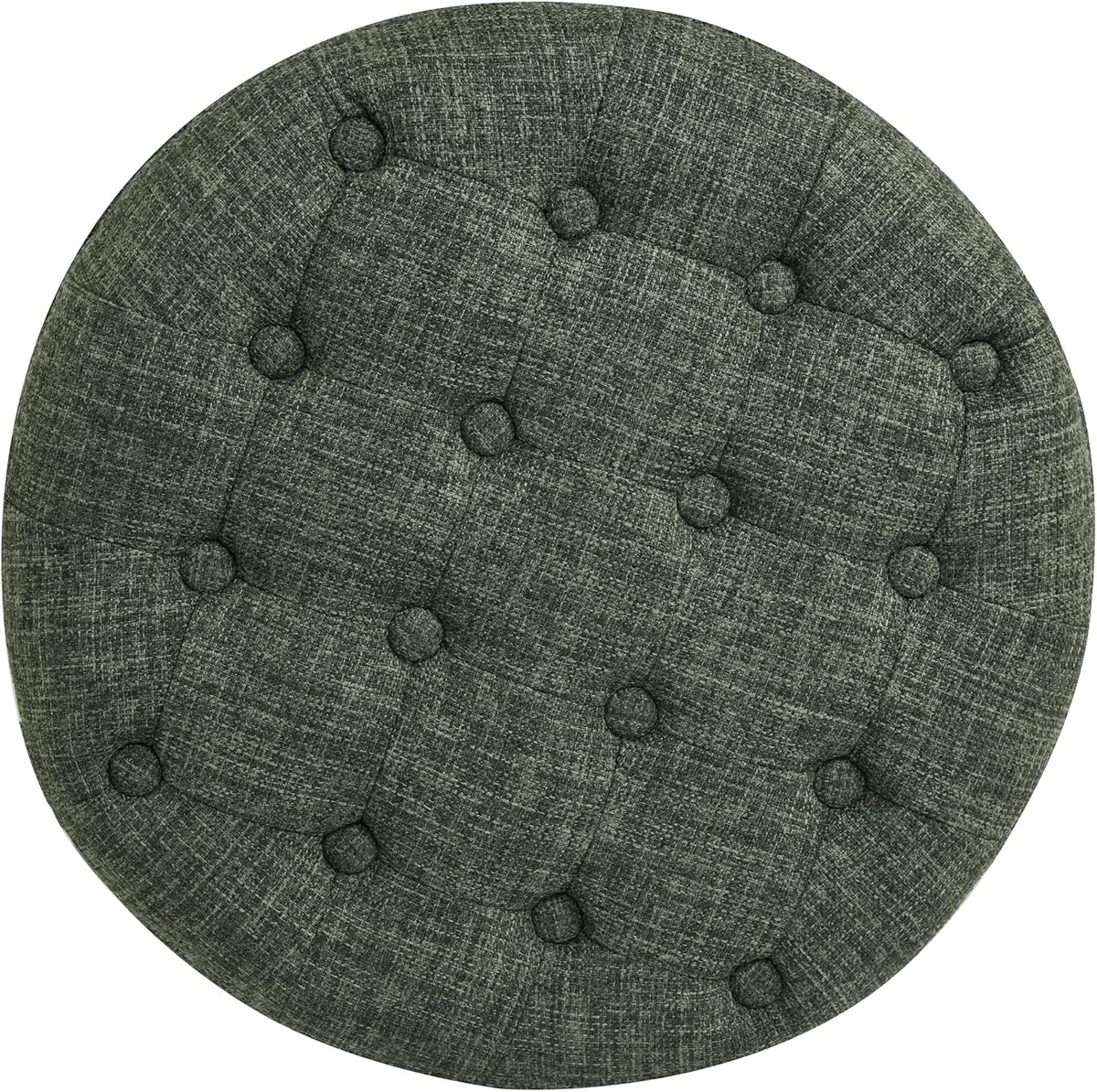 HomePop 19" Button Tufted Round Storage Ottoman - Green Clover Fabric
