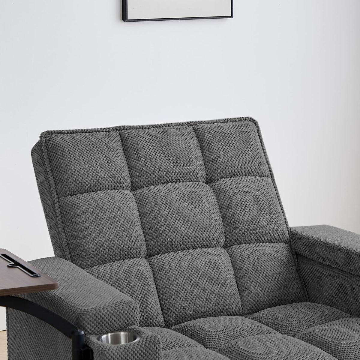 Eafurn Convertible Chaise Lounge Sleeper Chair with Storage and 6-Position Reclining Backrest,Modern Tufted Recliner Lounge Chaise Chair with Swivel Tray Table & USB Port for Living Room