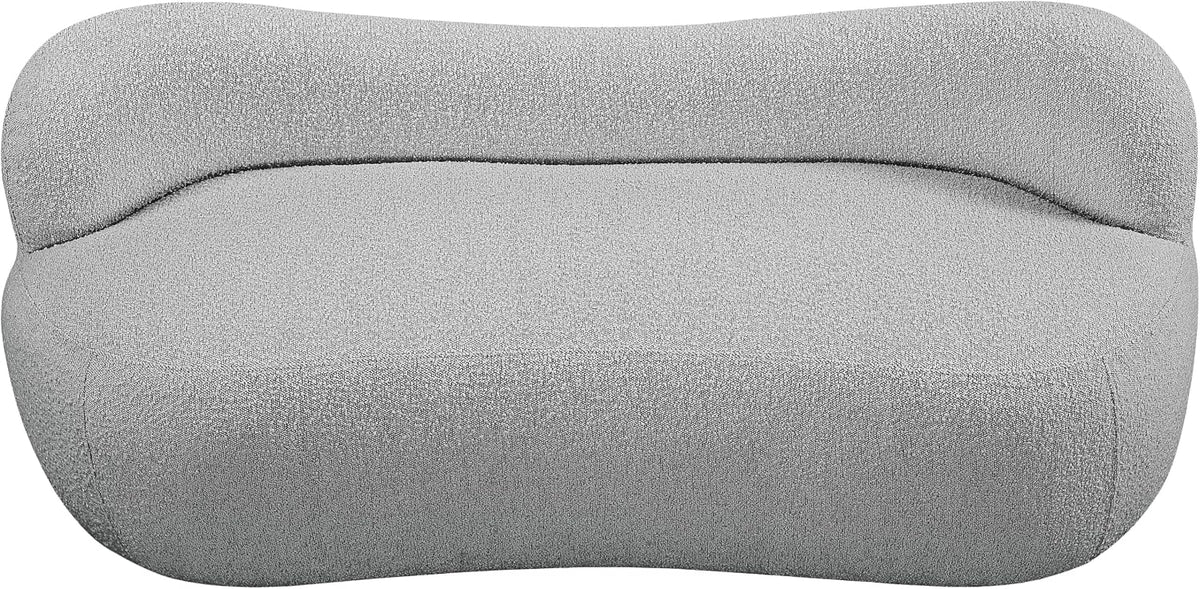 Meridian Furniture 119Grey Flair Collection Modern | Contemporary Boucle Fabric Upholstered Bench with Curved Back Design, Grey, 62" W x 23" D x 24" H