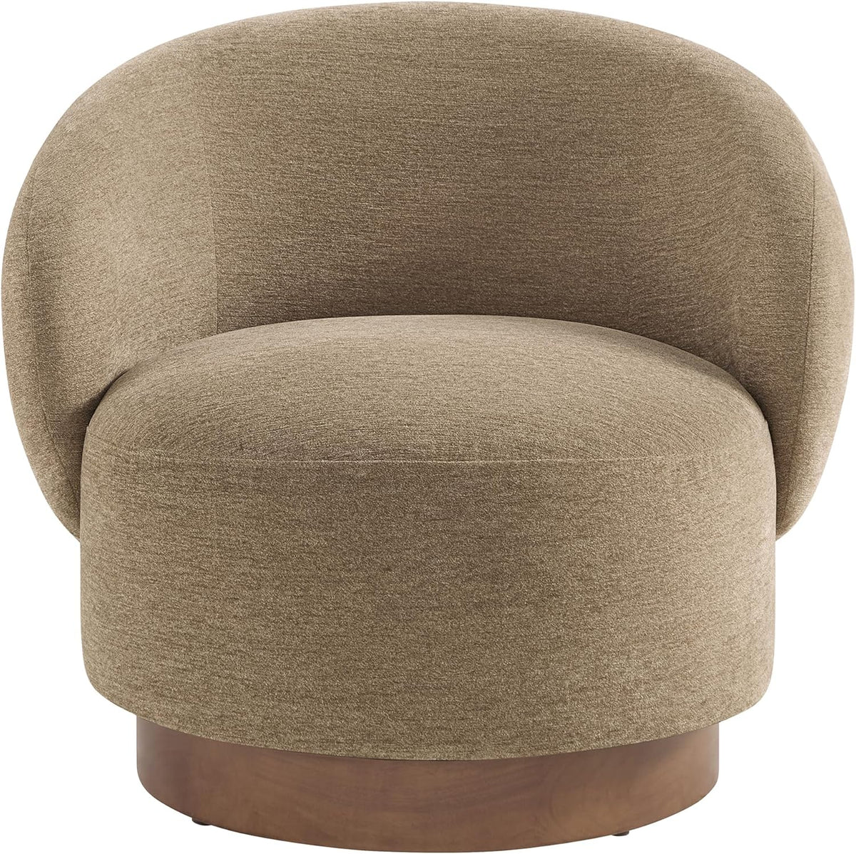 KISLOT Swivel Accent Chair Modern Round Barrel Armchair with Upholstered Performance Fabric for Living Room Bedroom Waitingroom,1 Box,Brown