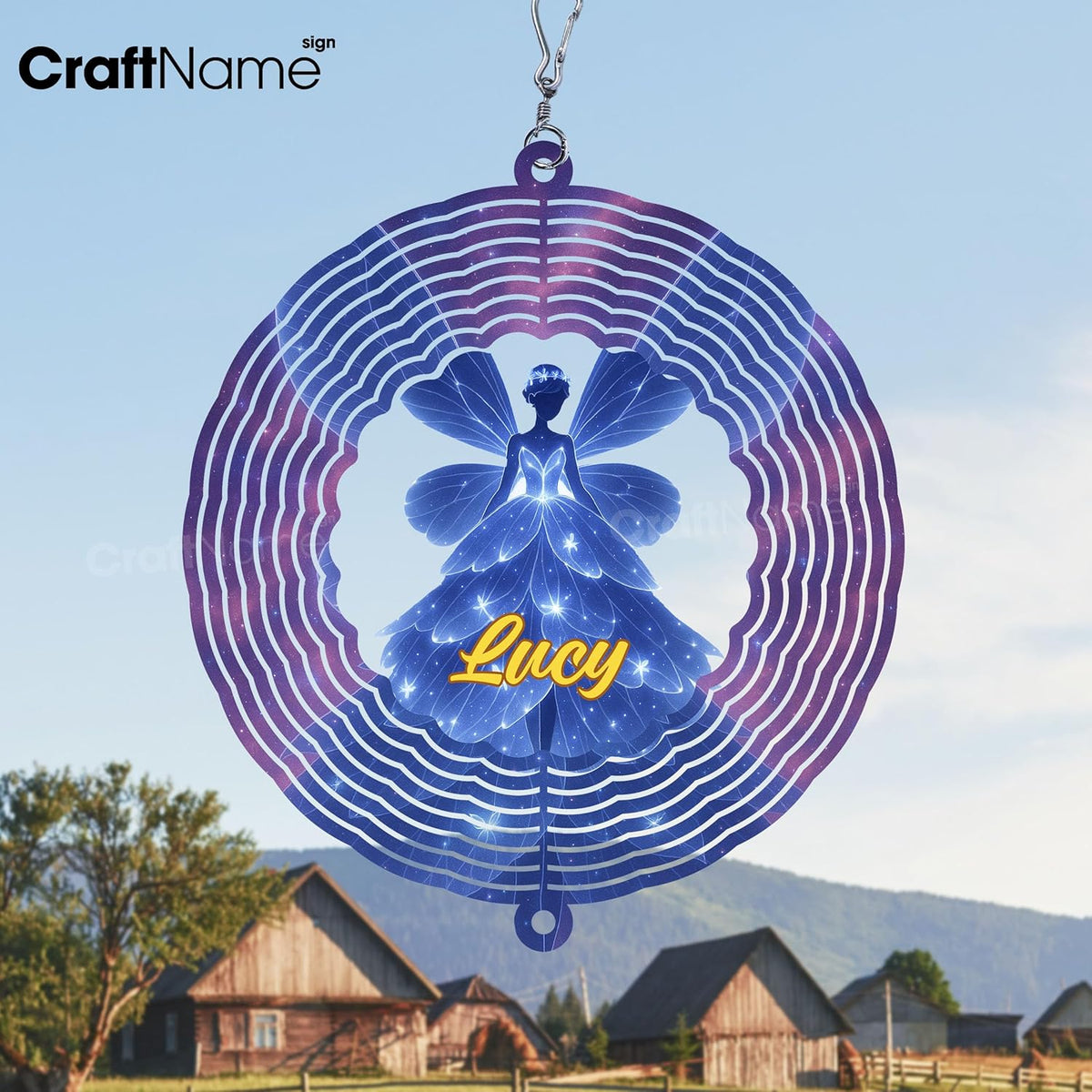Personalized Girl Wind Spinner 3D Stainless Steel, Girl Garden Spinner Hanging Outdoor Decor, Wind Spinners Outdoor, Custom Gift for Grandmother, Mom, Wife
