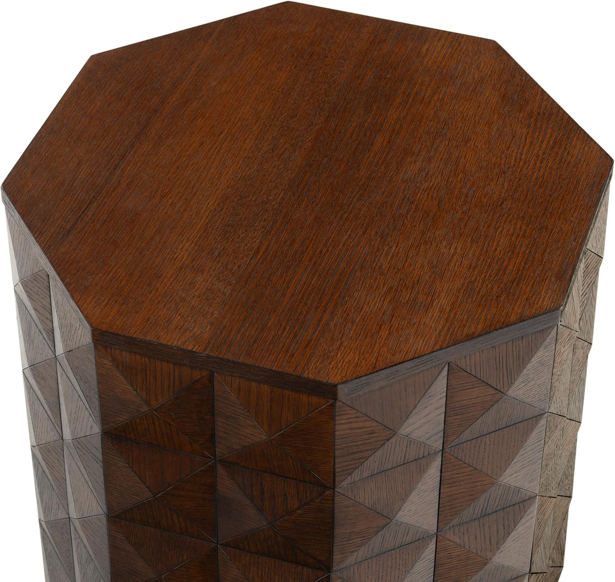 SAFAVIEH Couture Collection - Patty Walnut Accent Table, Octagonal Side Table, Carved Design, Fully Assembled (SFV7252B)