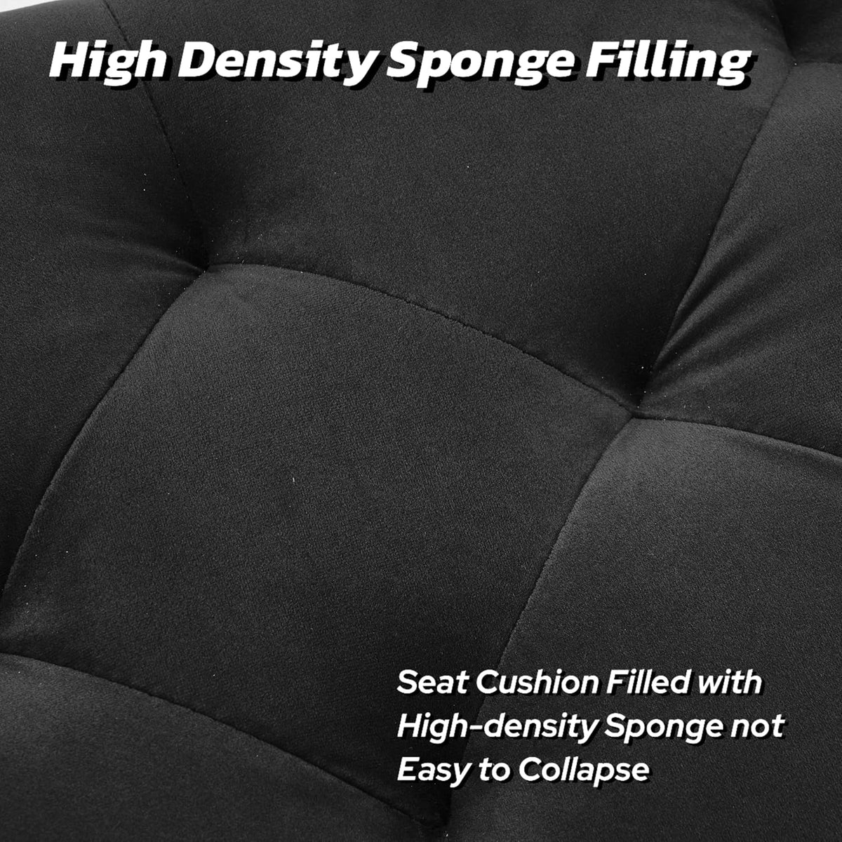 45.6 Inch Velvet Storage Bench Tufted Upholstered Ottoman Bench, Bedroom Bench with Storage, for Bedroom Living Room Entryway Rectangular Accent Bench, Black