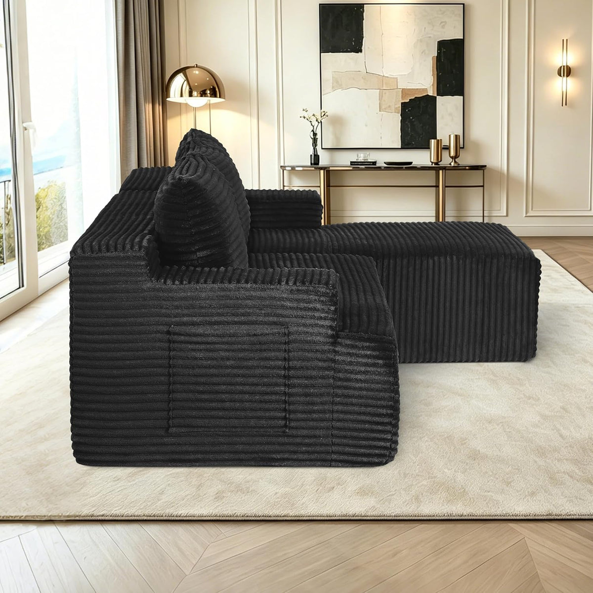 96" Sectional Sofa Cloud Couch with Deep Seat, Modern L-Shape Compressed Sofa Couch with Right Facing Chaise,Upholstered Couches for Living Room