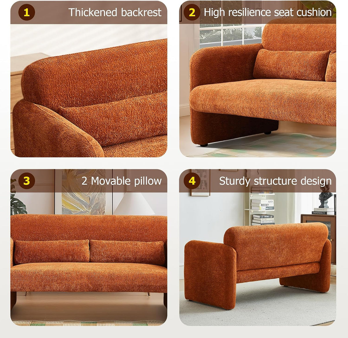 59" W Upgrade Lambswool Fabric Loveseat Sofa, Modern Love seat Couch, Solid and Easy to Install, Upholstered 2-Seater Couch for Bedroom, Apartment, Living Room