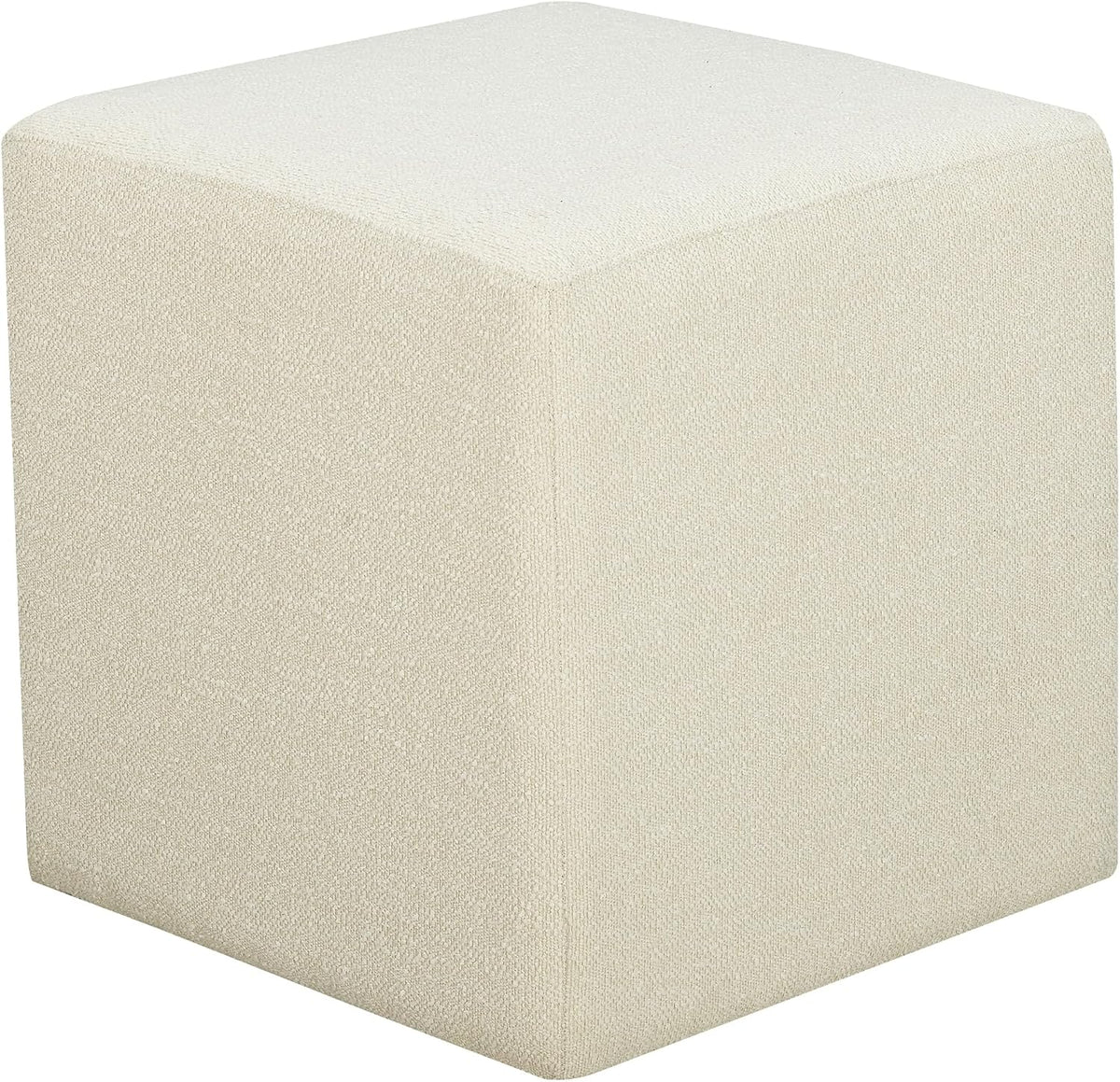 Studio Living Warren 18" Cube Ottoman, Urban Transitional, Fully Assembled, Soft Boucle Fabric, Snow