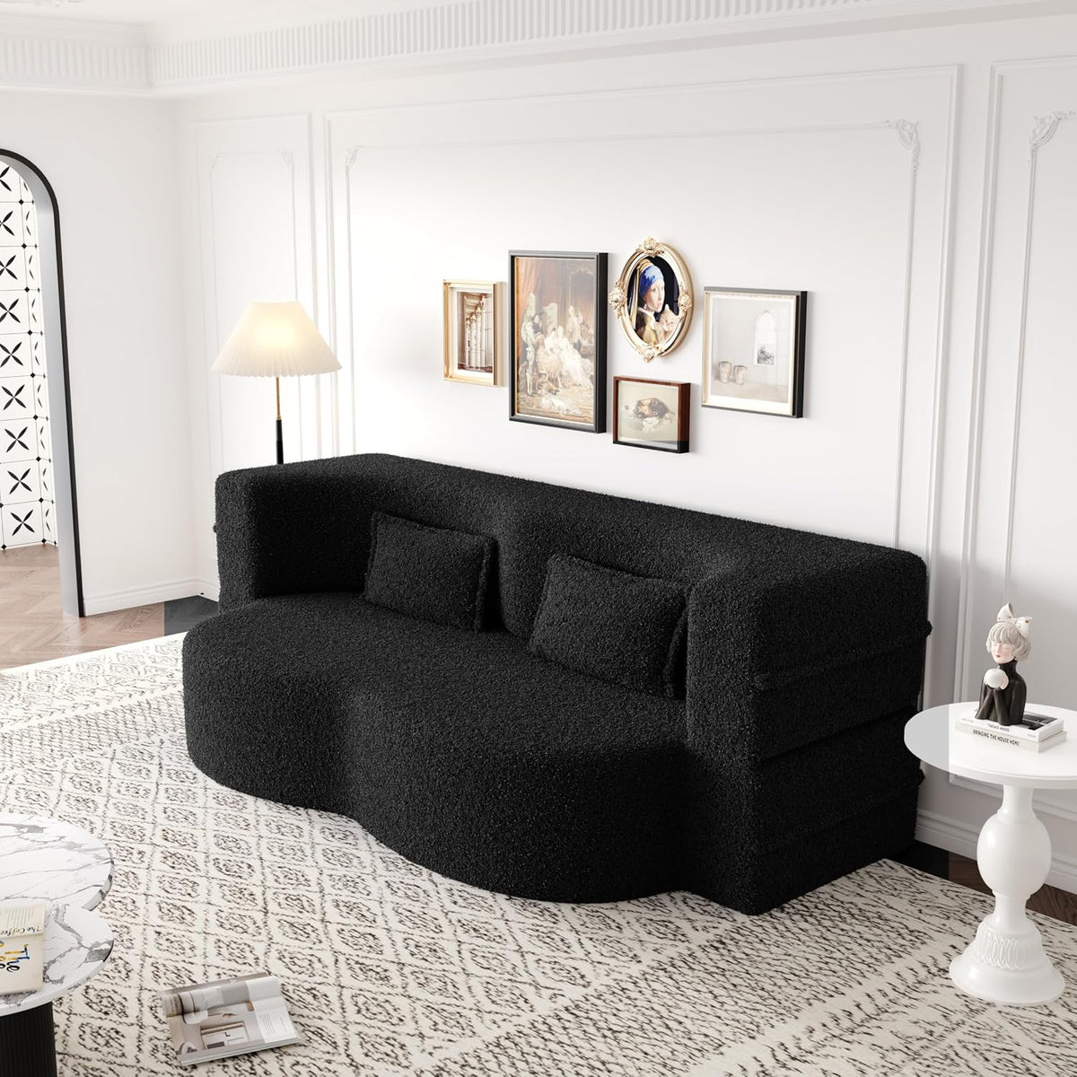 Black Modern Sleeper Sofa - Foam Filled & Assembly Free
