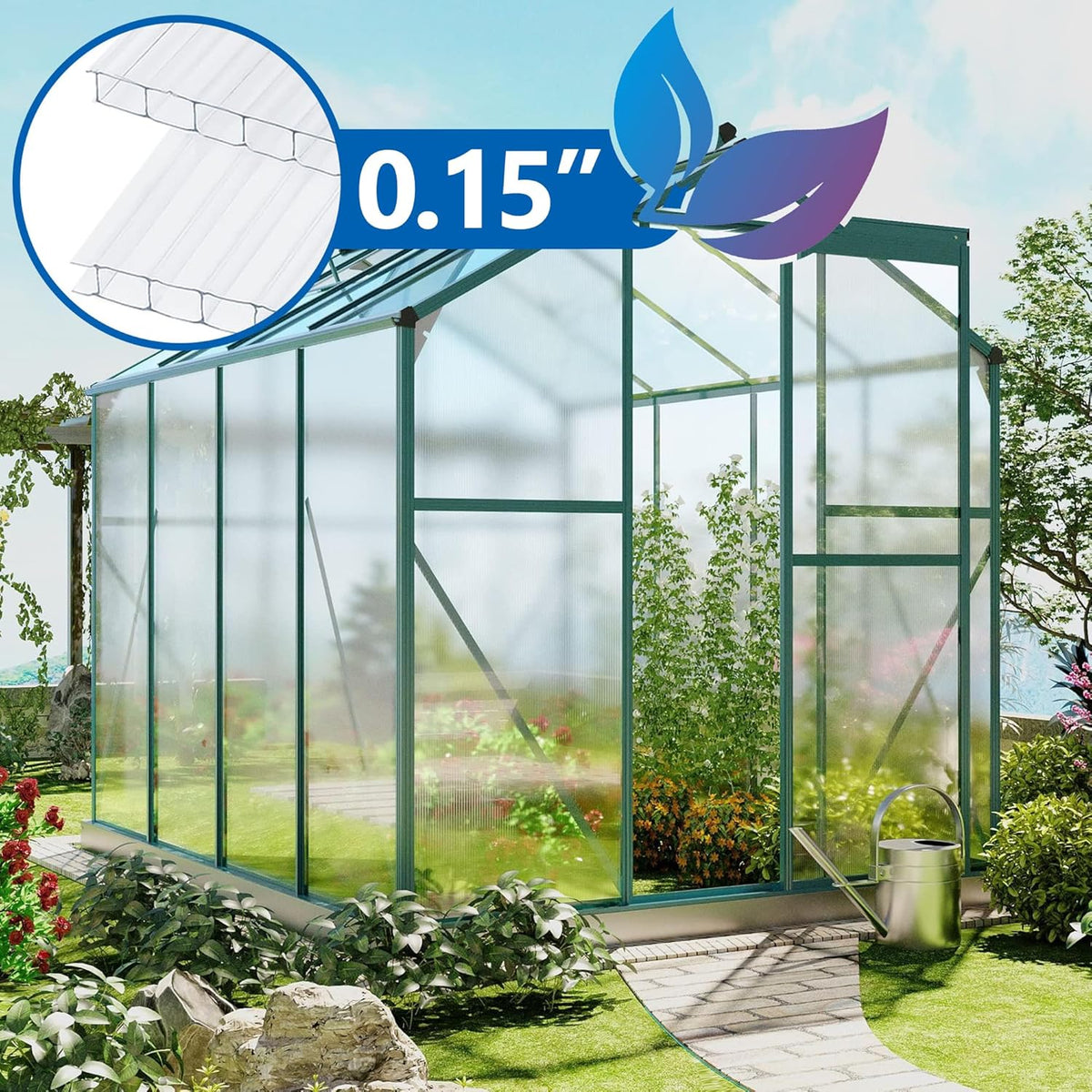20 Pcs 2' x 4' x 0.15'' Polycarbonate Greenhouse Panels, Twin-Wall Roof Panels Waterproof UV Protected Corrugated Plastic for Greenhouse, Plant Stand Roof (20)