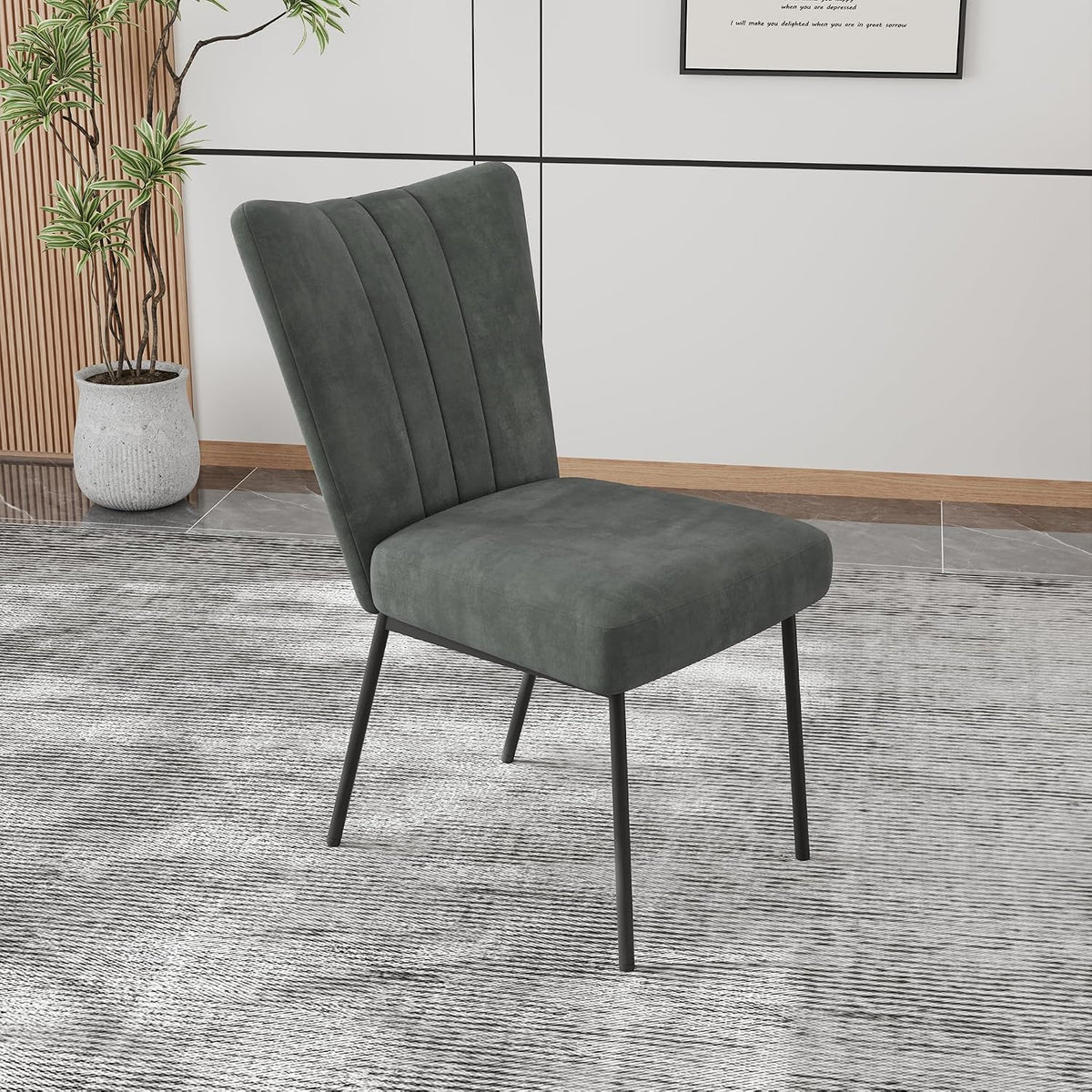 ZckyCine Dining Chairs Set of 4, Upholstered Velvet Kitchen Chairs with Thick Padded Seat and Sturdy Metal Legs, Modern Farmhouse Accent Chairs for Dining Room, Living Room（Just 4 Chairs）