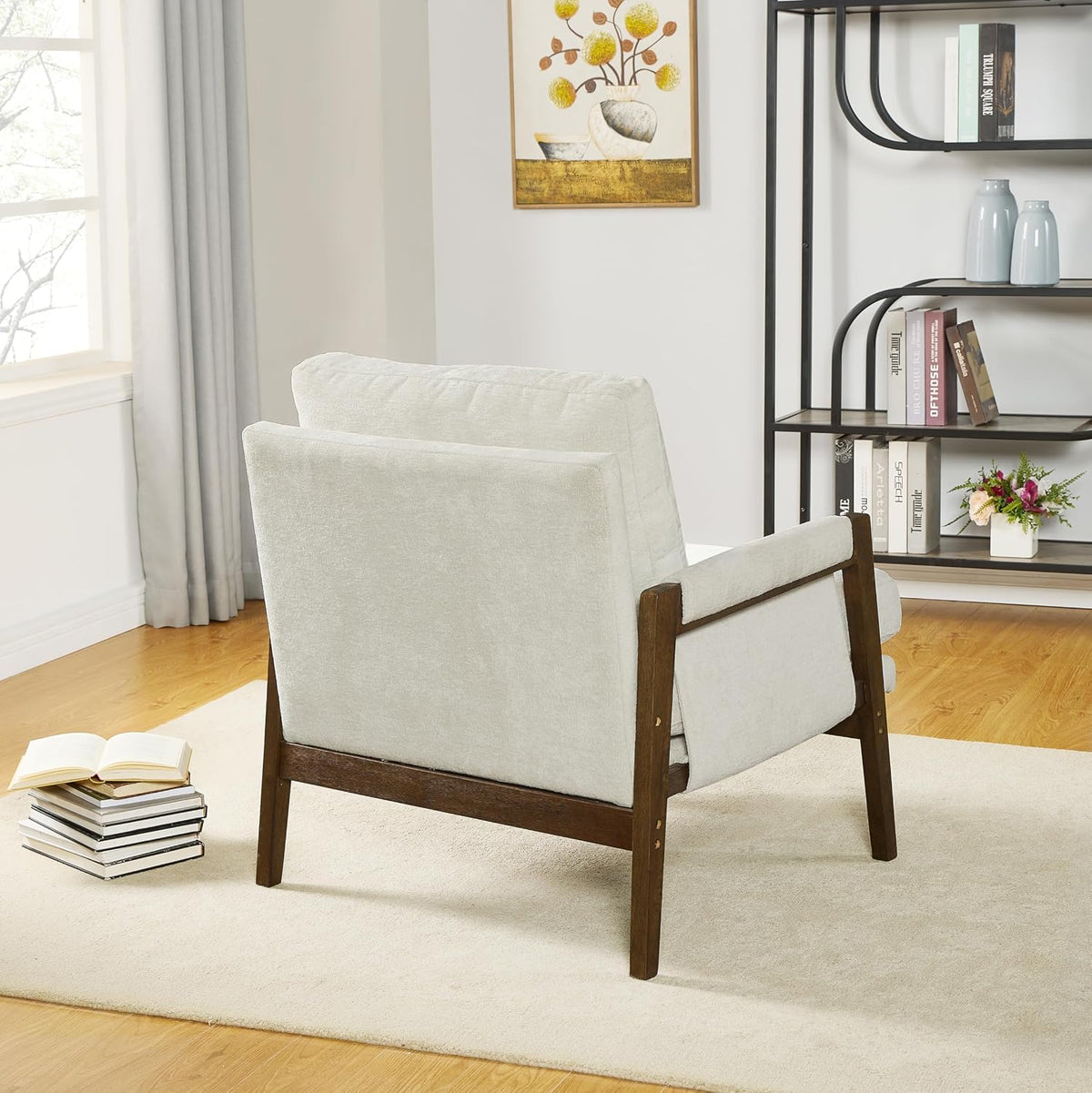 Roundhill Furniture Kelly Mid-Century Modern Accent Armchair, White