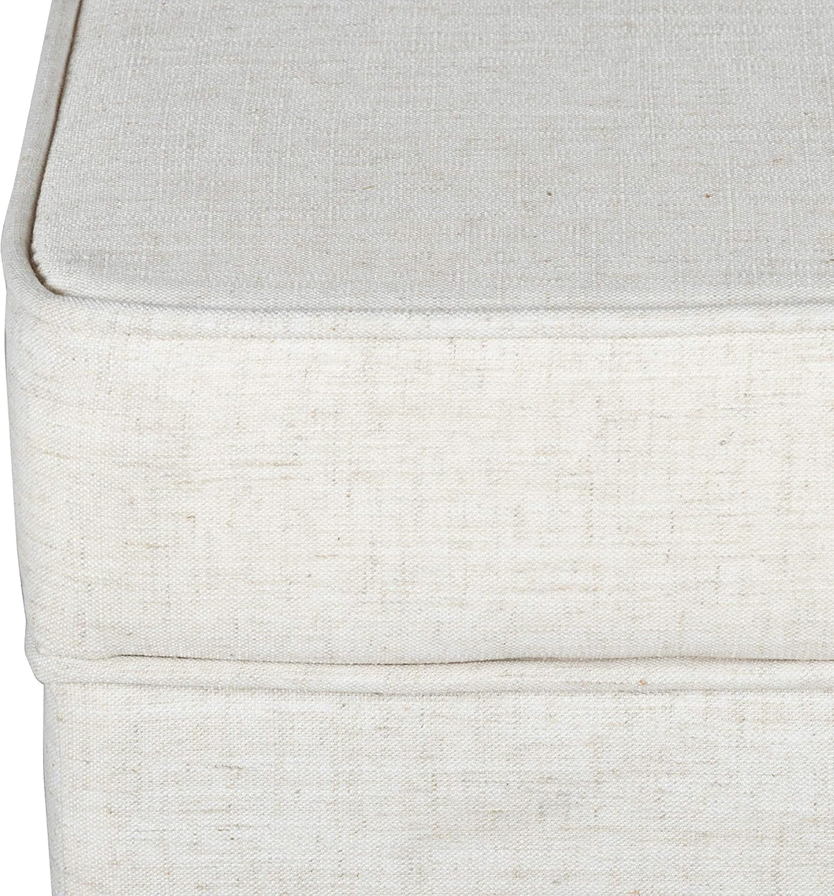 Homepop Home Decor | K7342-F2067 | Classic Square Storage Ottoman with Lift Off Lid | Ottoman with Storage for Living Room & Bedroom, Cream Woven